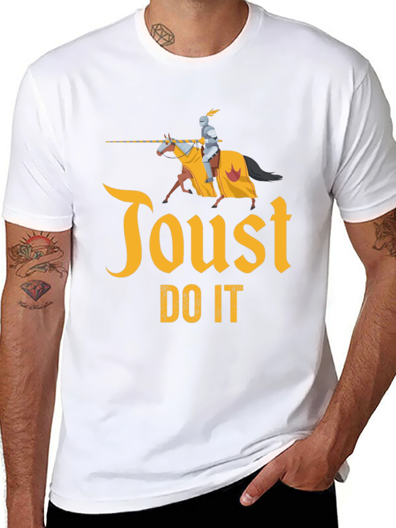 Toust Do It Black T-Shirt Medieval Knight Jousting