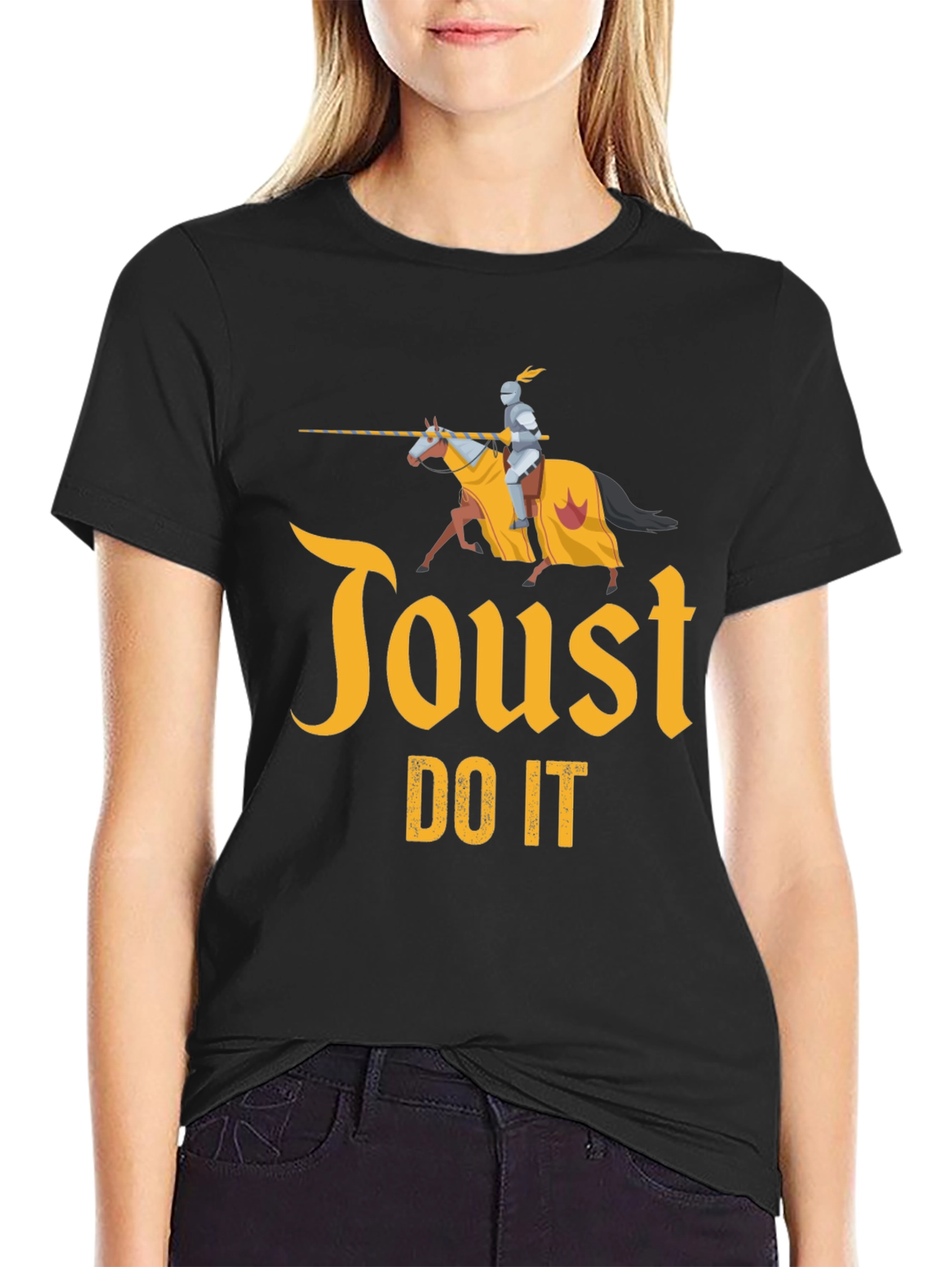 Toust Do It Black T-Shirt Medieval Knight Jousting