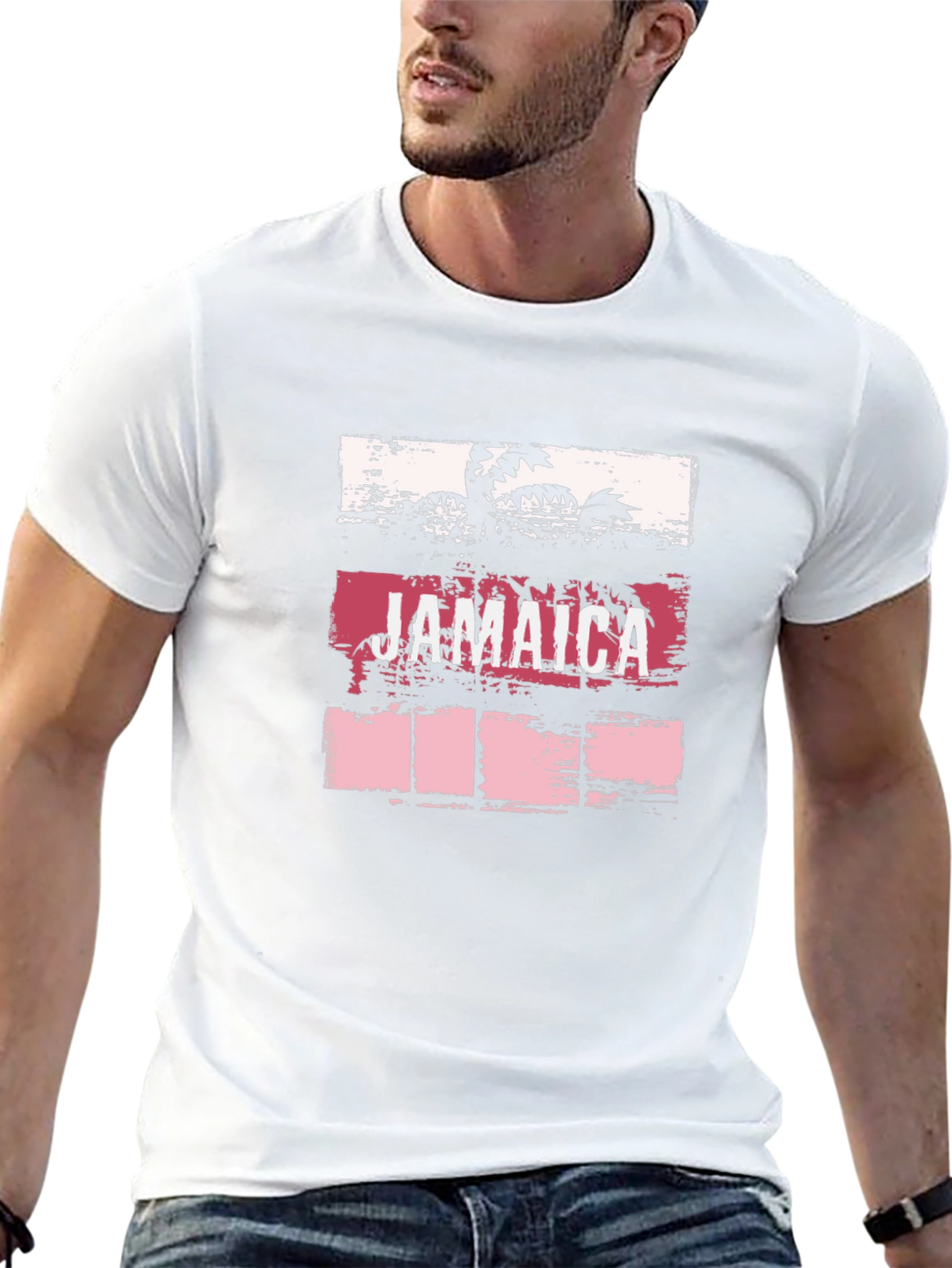 Jamaica Palm Graphic Tee - Tropical Vacation Shirt
