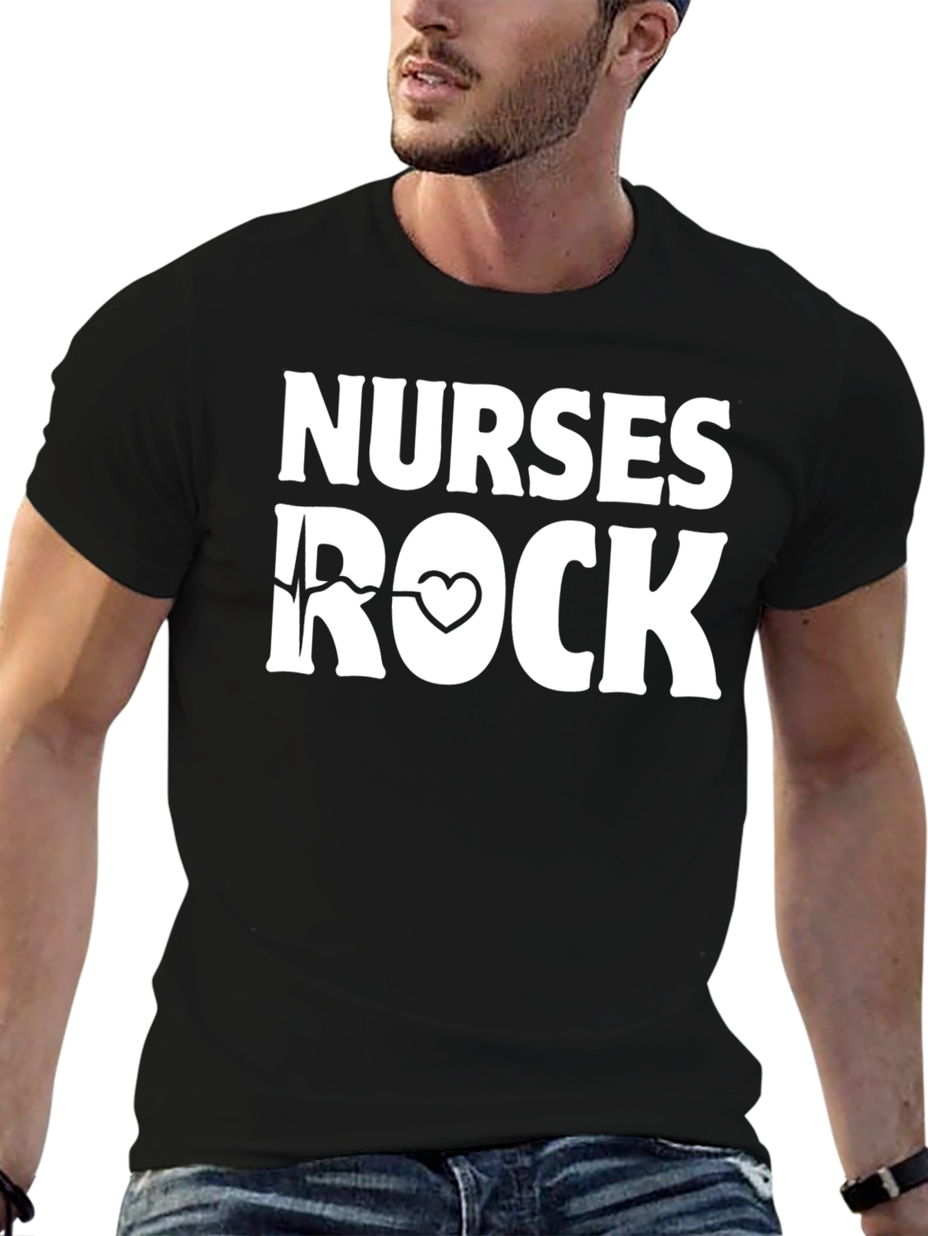 Nurses Rock Graphic T-Shirt - Black