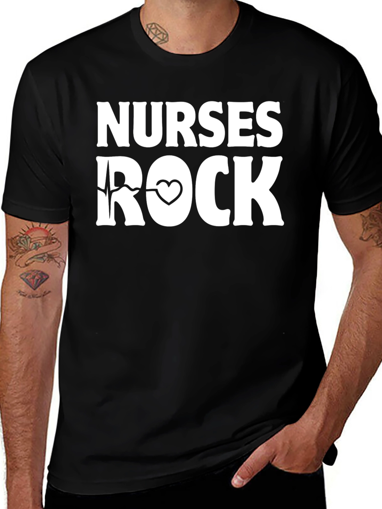 Nurses Rock Graphic T-Shirt - Black