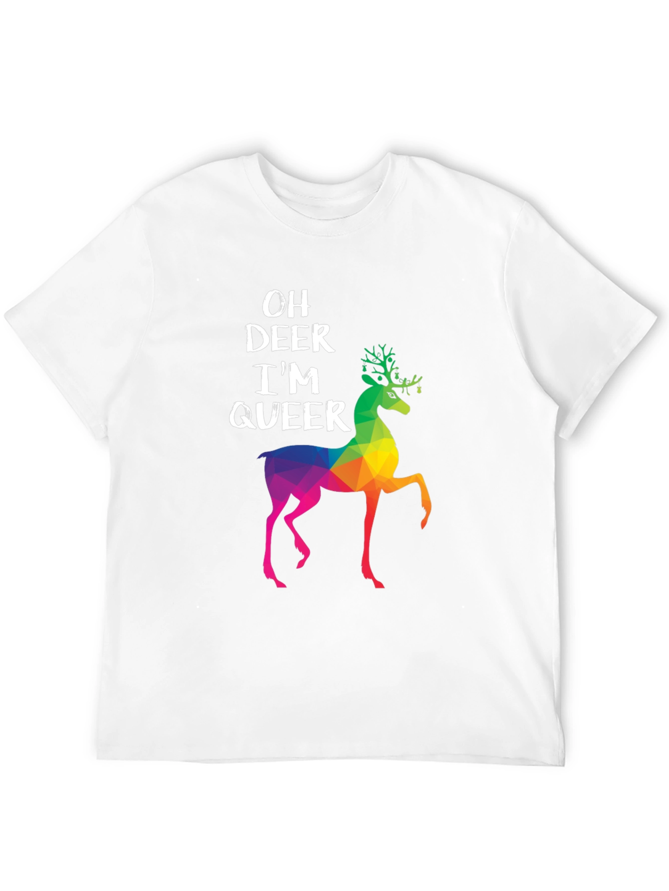 Oh Deer Im Queer T-Shirt - Rainbow Deer Graphic