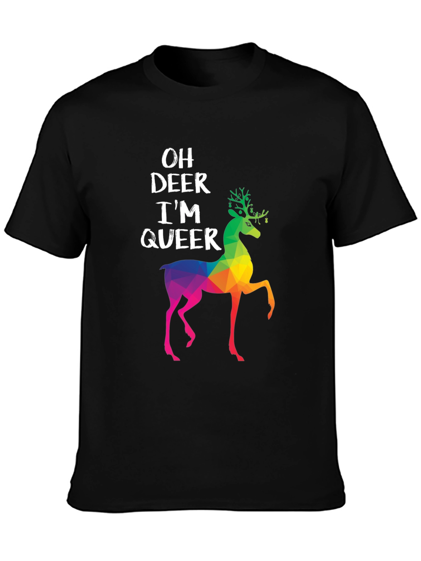 Oh Deer Im Queer T-Shirt - Rainbow Deer Graphic