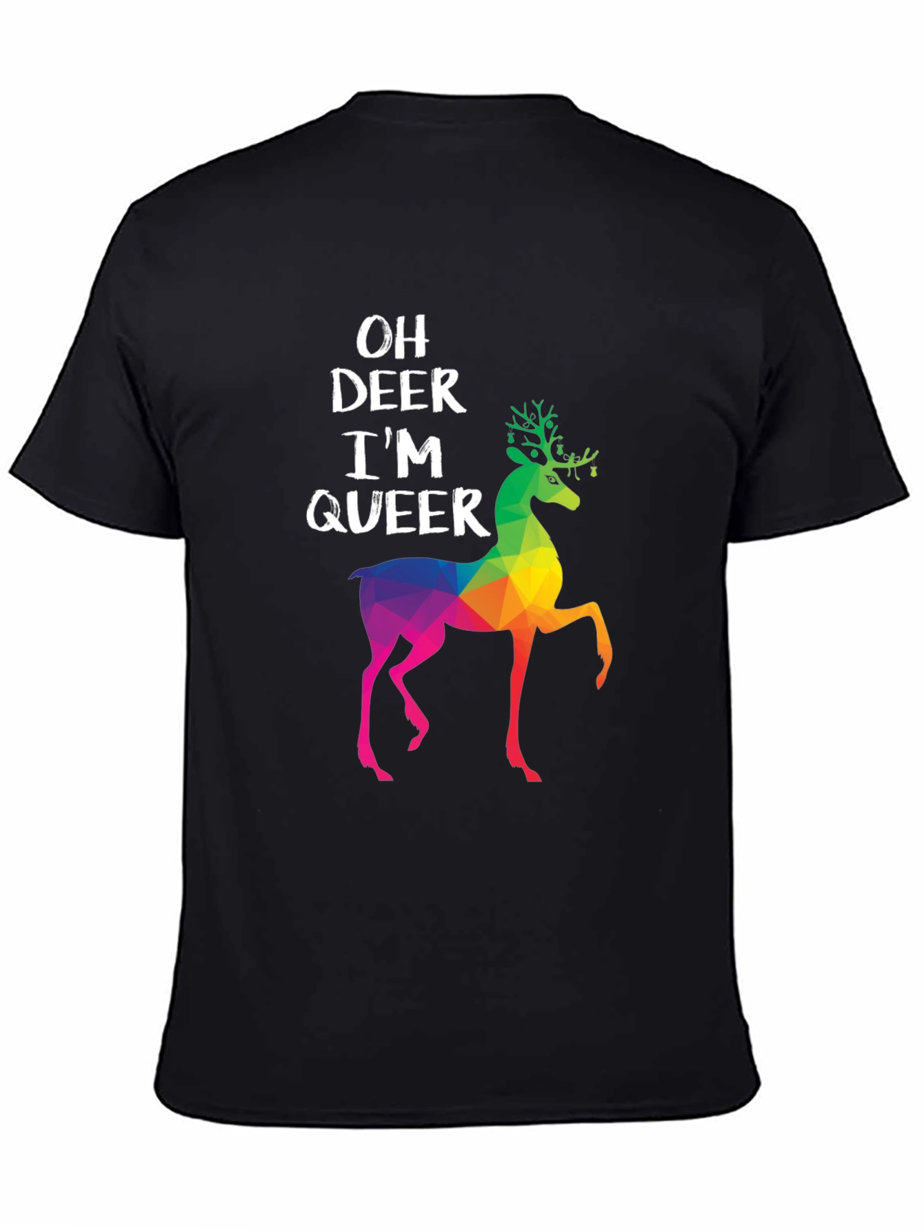Oh Deer Im Queer T-Shirt - Rainbow Deer Graphic