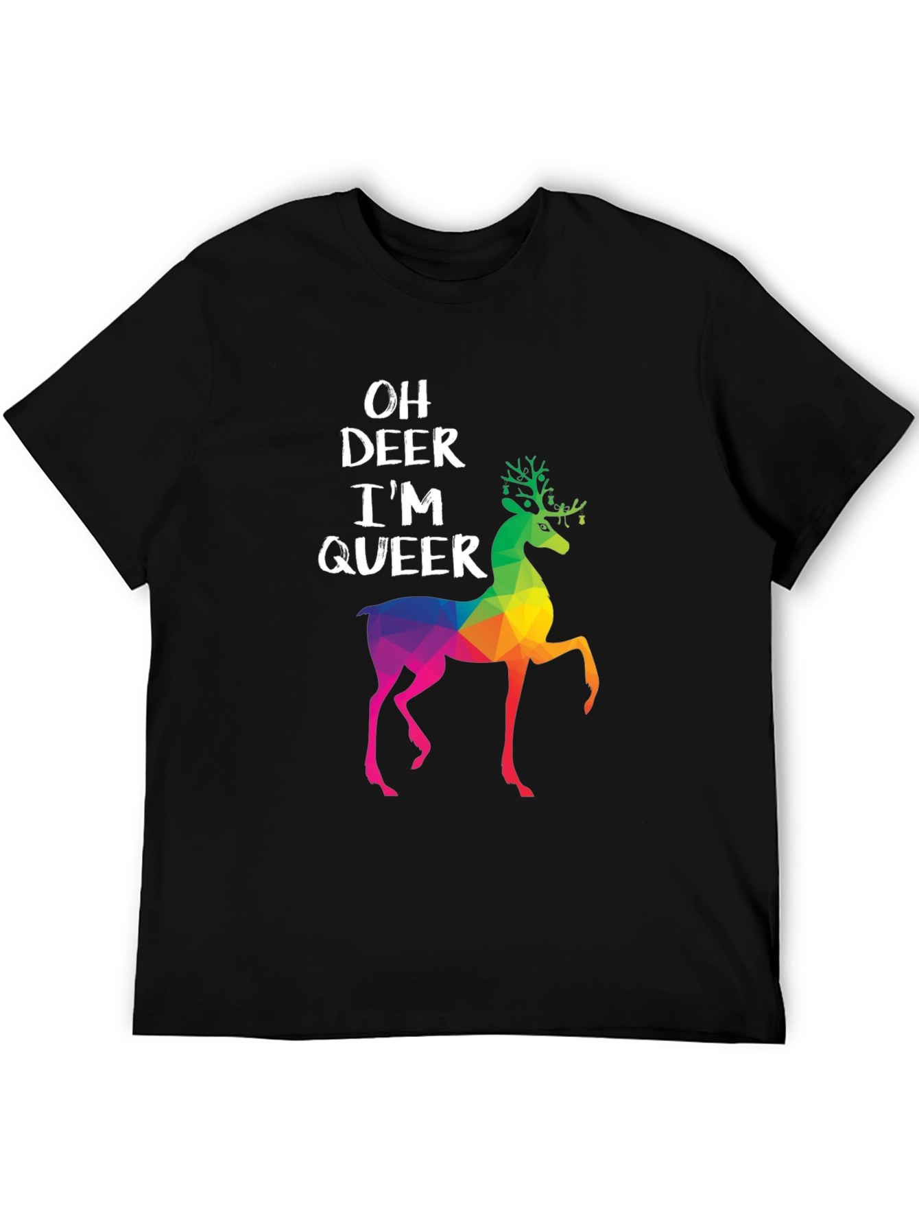 Oh Deer Im Queer T-Shirt - Rainbow Deer Graphic