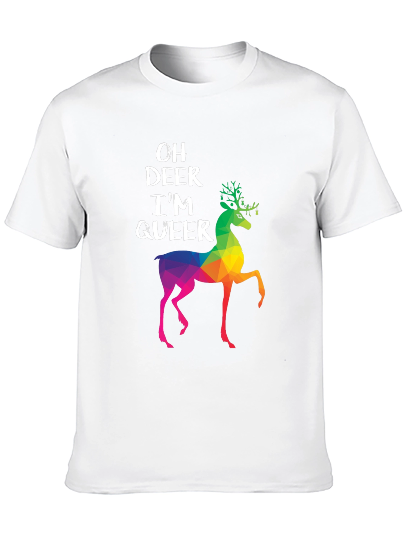 Oh Deer Im Queer T-Shirt - Rainbow Deer Graphic