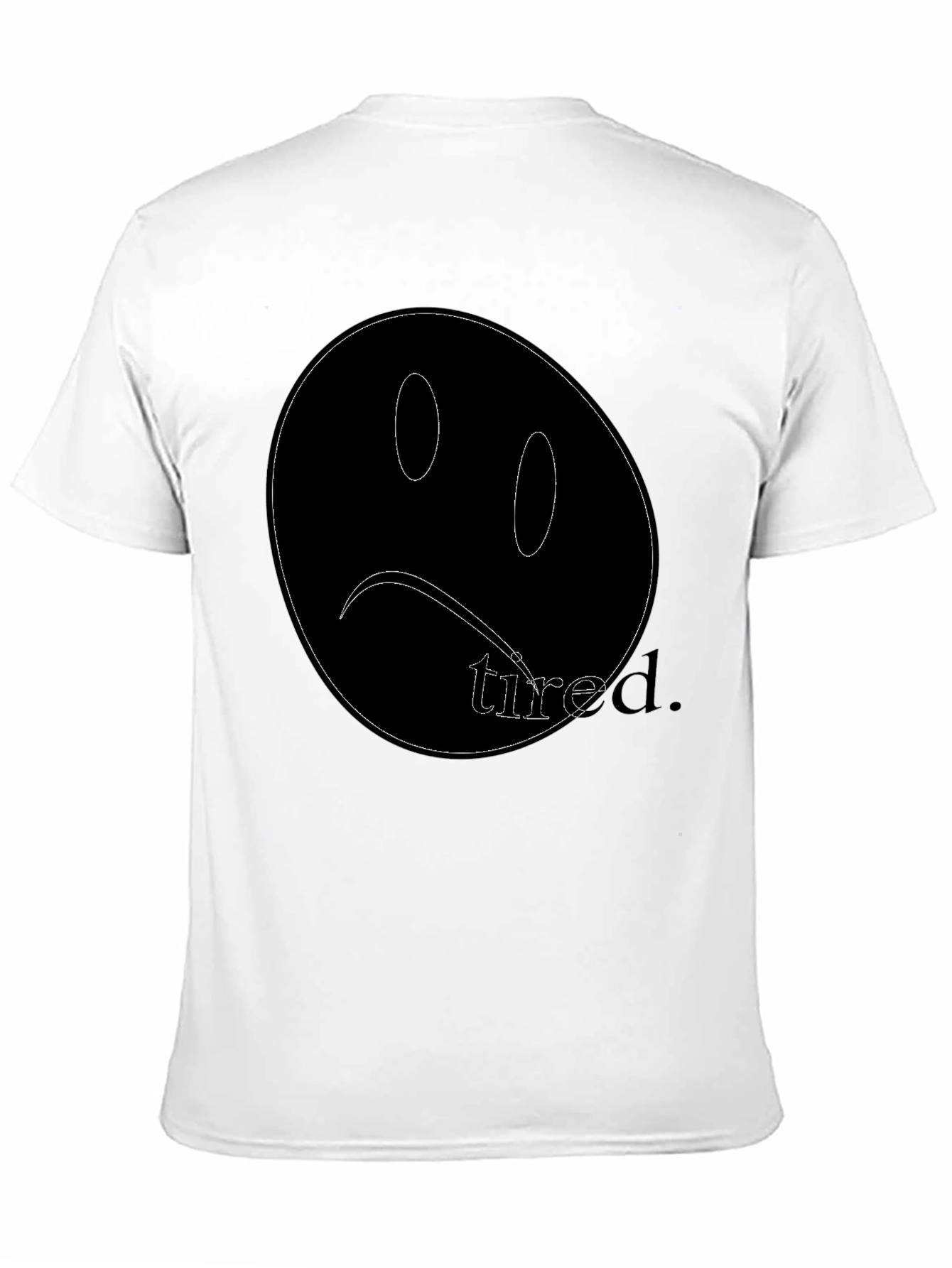 Sad Face Tired Graphic Black T-Shirt