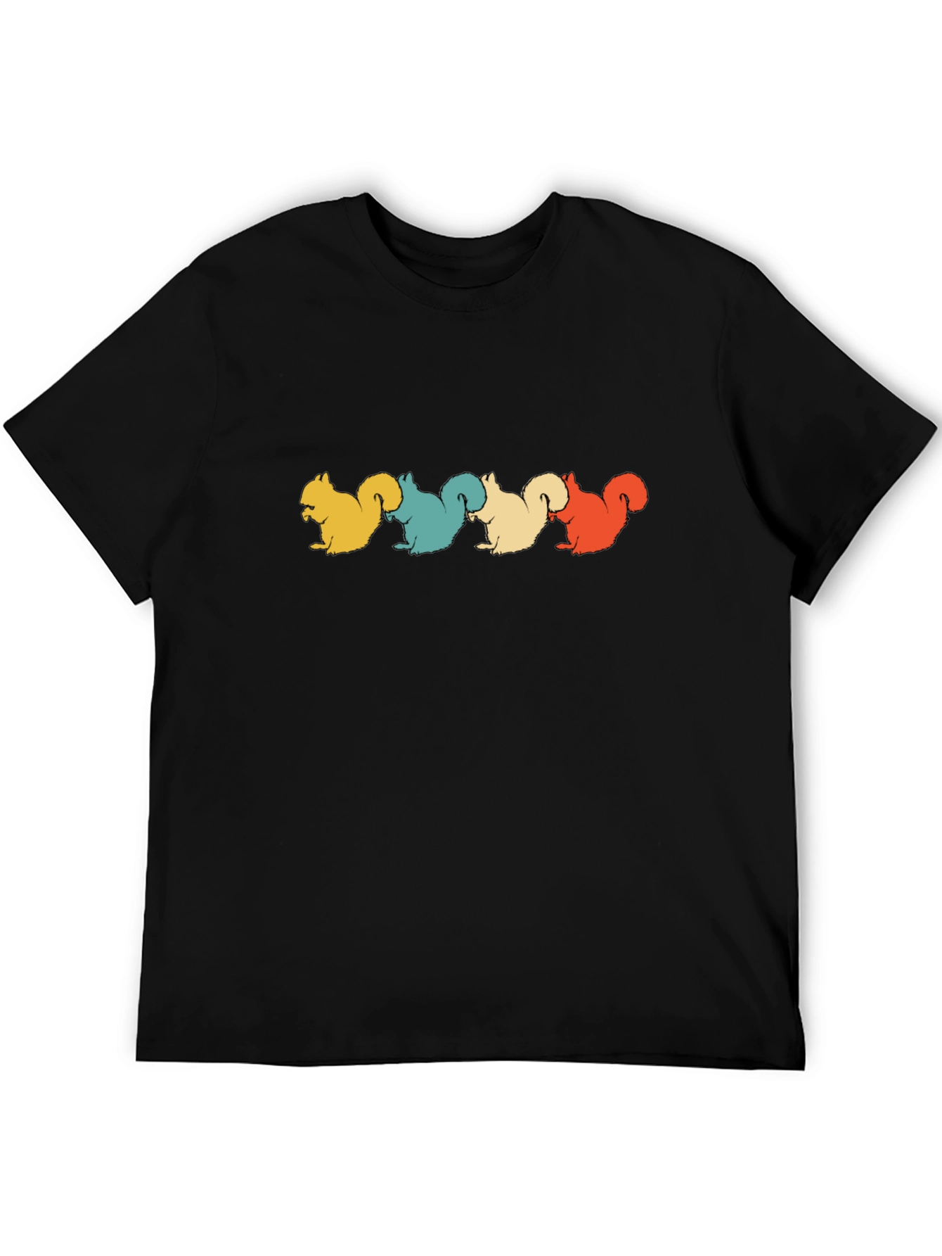 Retro Squirrels Black T-Shirt