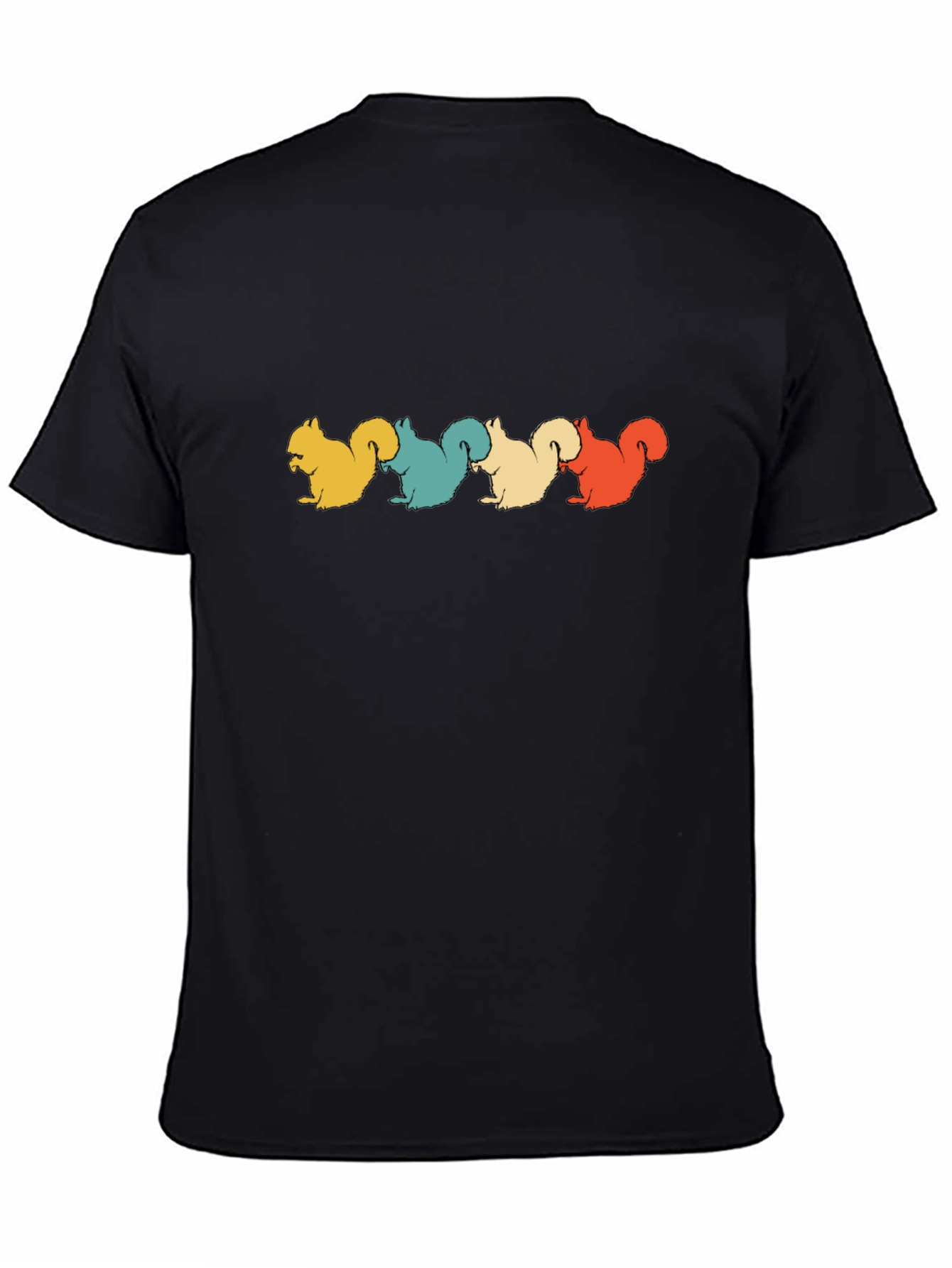 Retro Squirrels Black T-Shirt