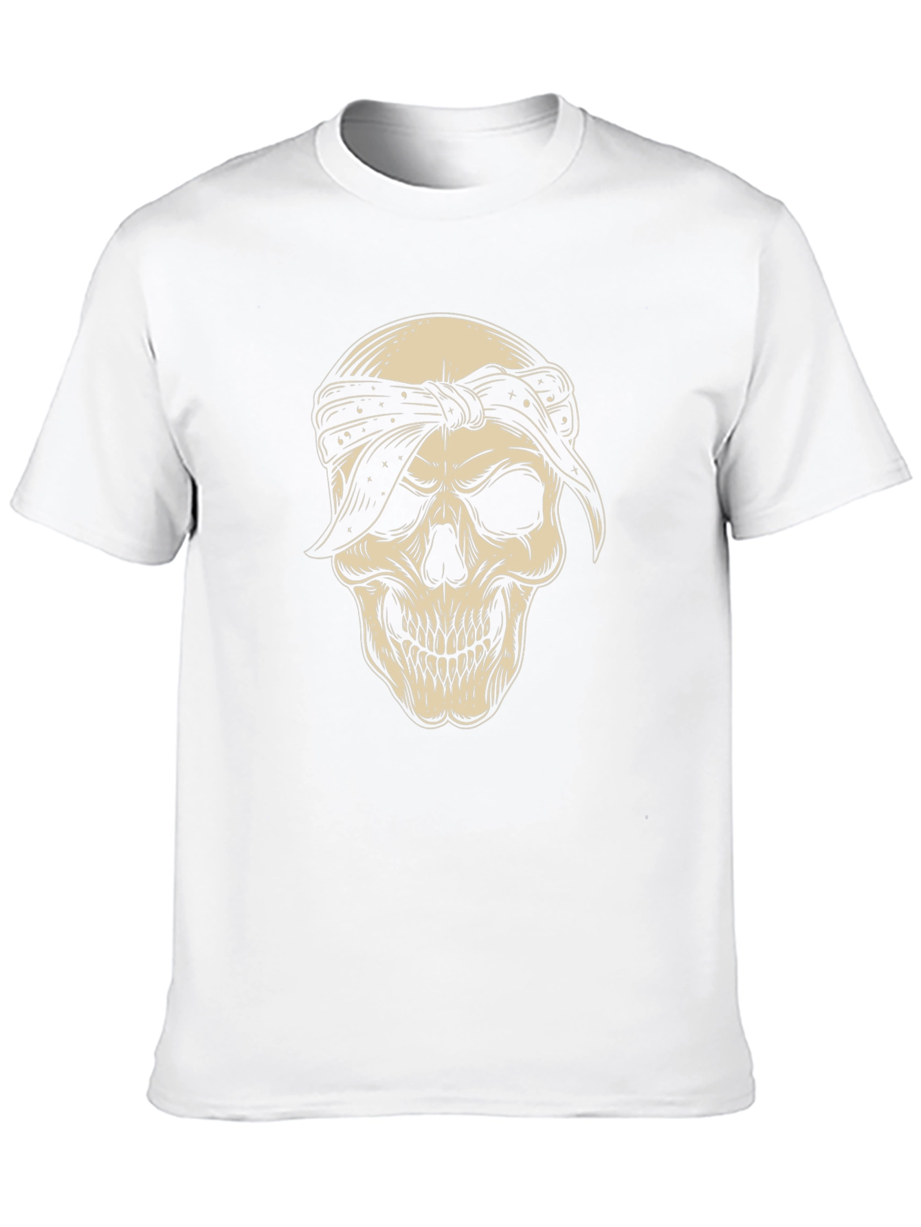 Skull Bandana Graphic Tee - Black Cotton Blend