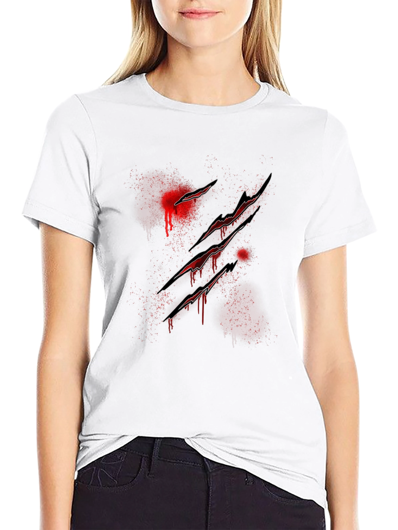 Mens Black T-Shirt with Claw Marks Graphic
