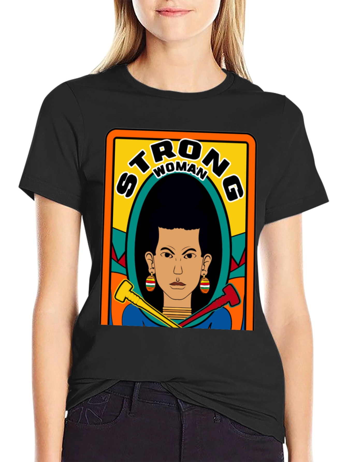 Strong Woman Graphic Tee - Black