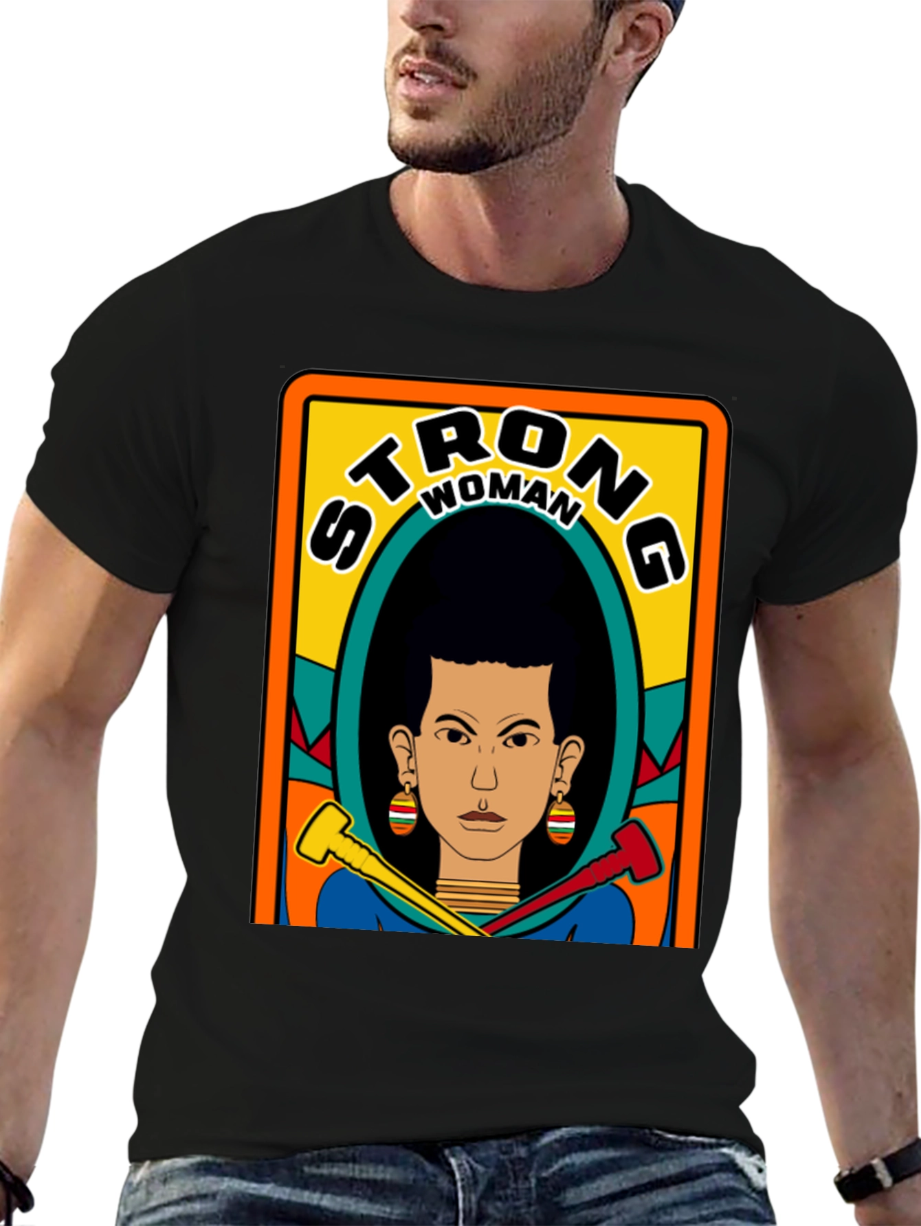 Strong Woman Graphic Tee - Black