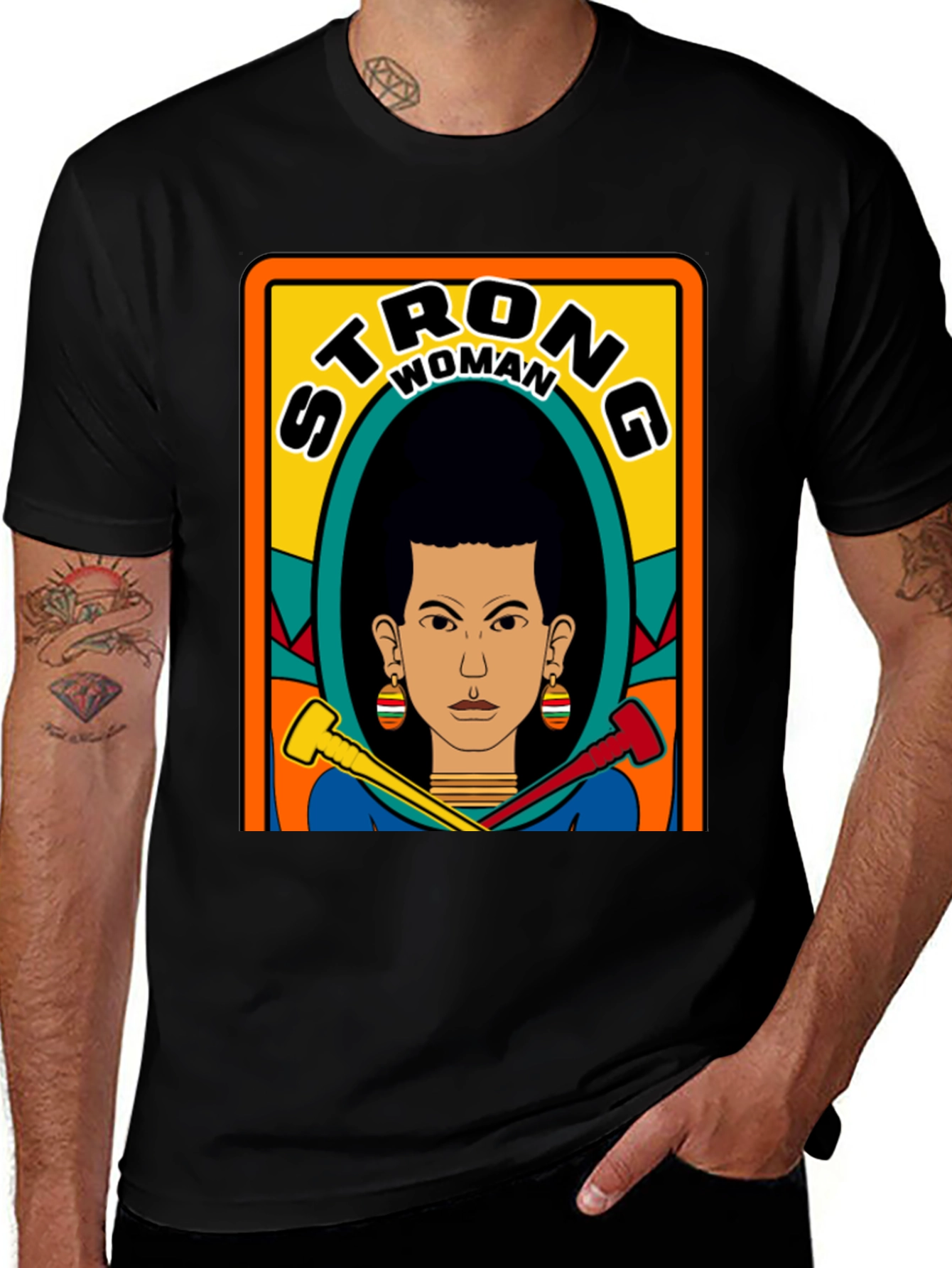 Strong Woman Graphic Tee - Black