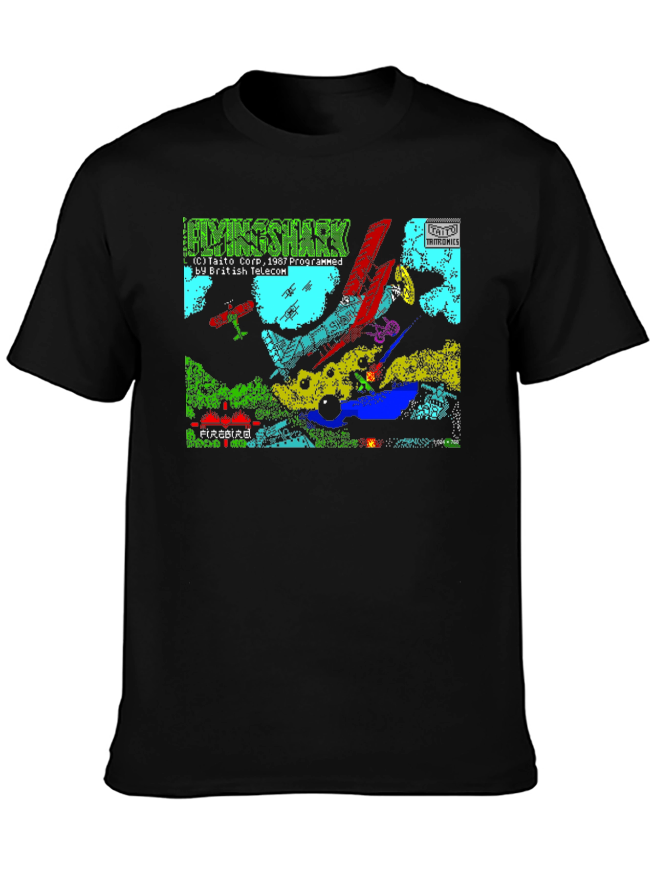 Flying Shark Retro Gaming Black T-Shirt