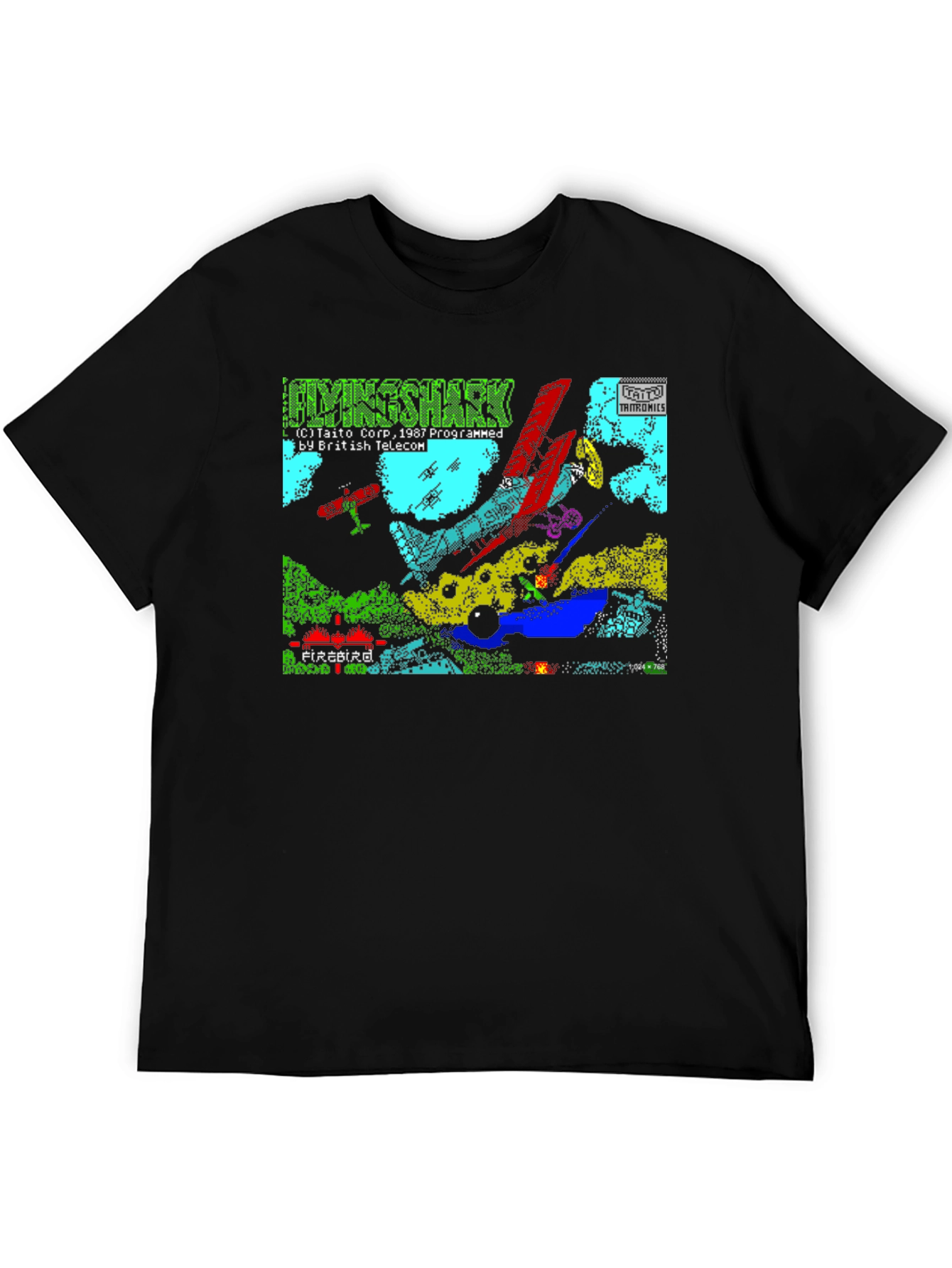 Flying Shark Retro Gaming Black T-Shirt