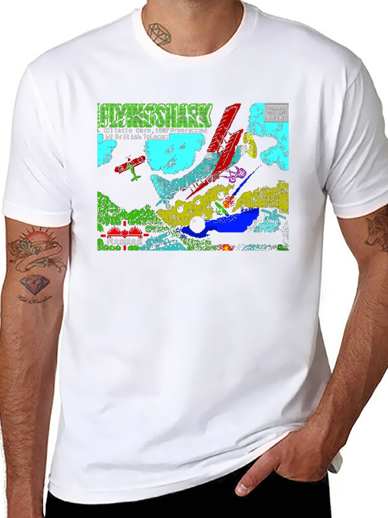 Flying Shark Retro Gaming Black T-Shirt