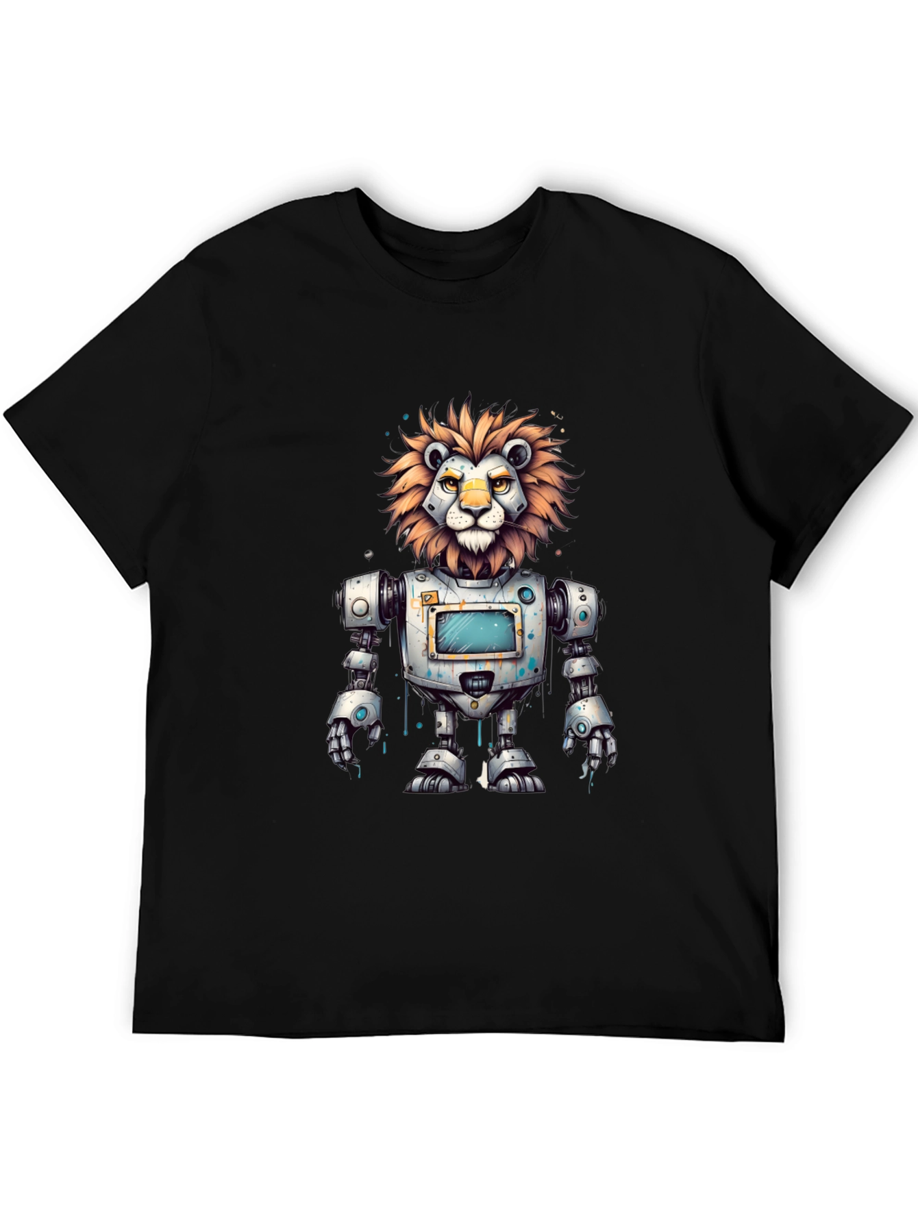 Robot Lion Graphic Tee - Cool Animal T-Shirt