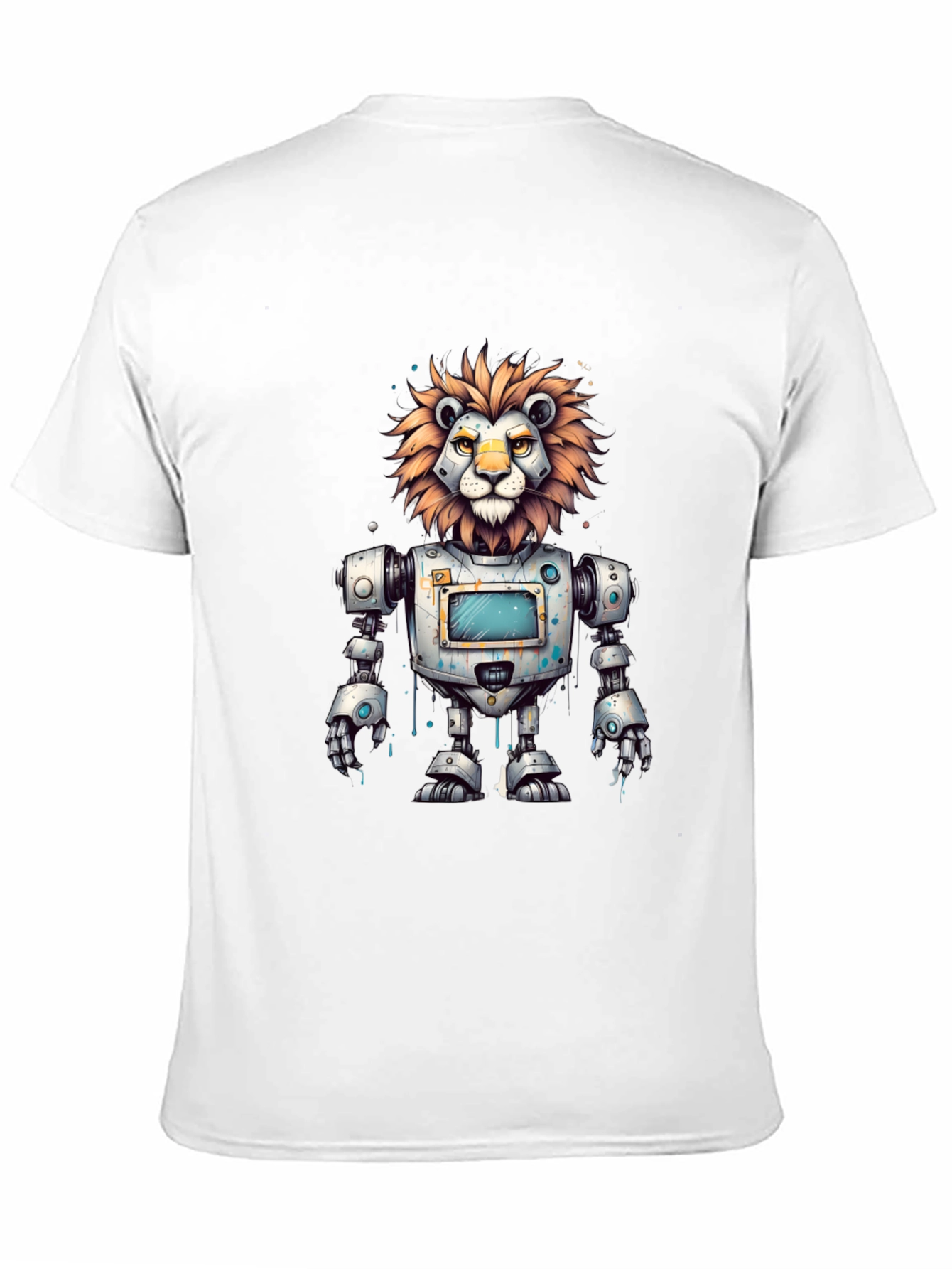 Robot Lion Graphic Tee - Cool Animal T-Shirt