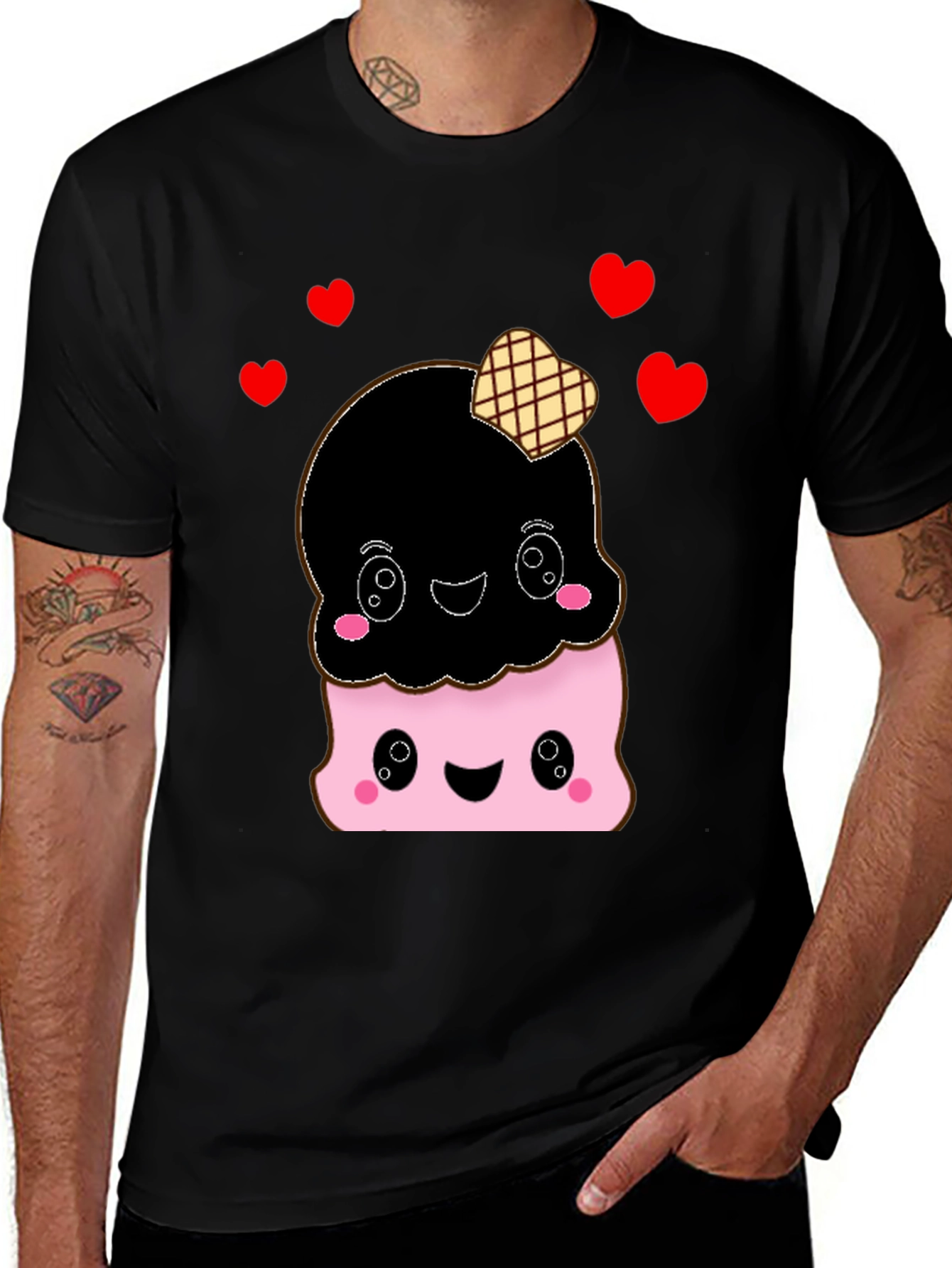 Cute Ice Cream T-Shirt - Kawaii Style Black Tee