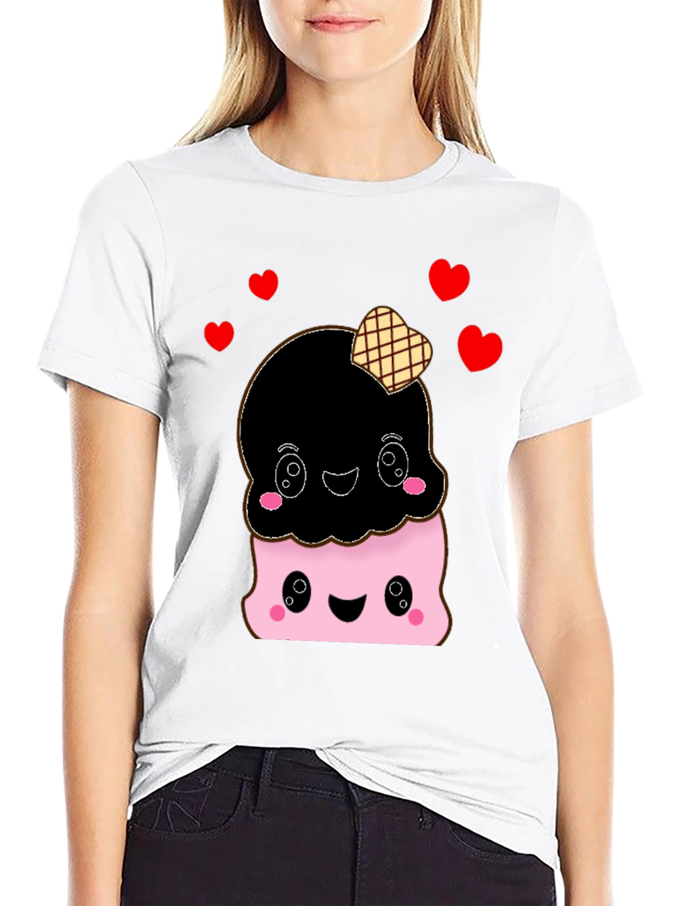 Cute Ice Cream T-Shirt - Kawaii Style Black Tee