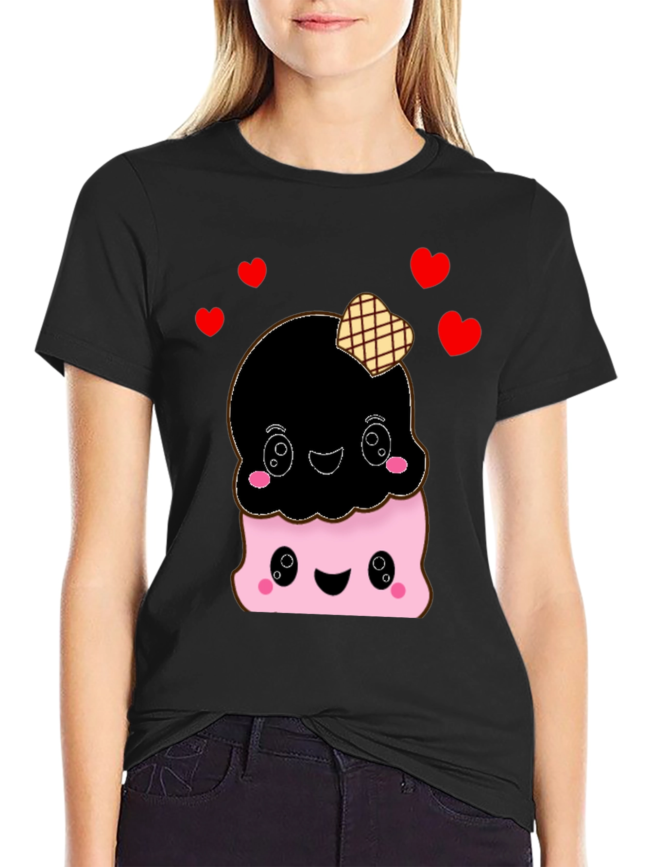 Cute Ice Cream T-Shirt - Kawaii Style Black Tee