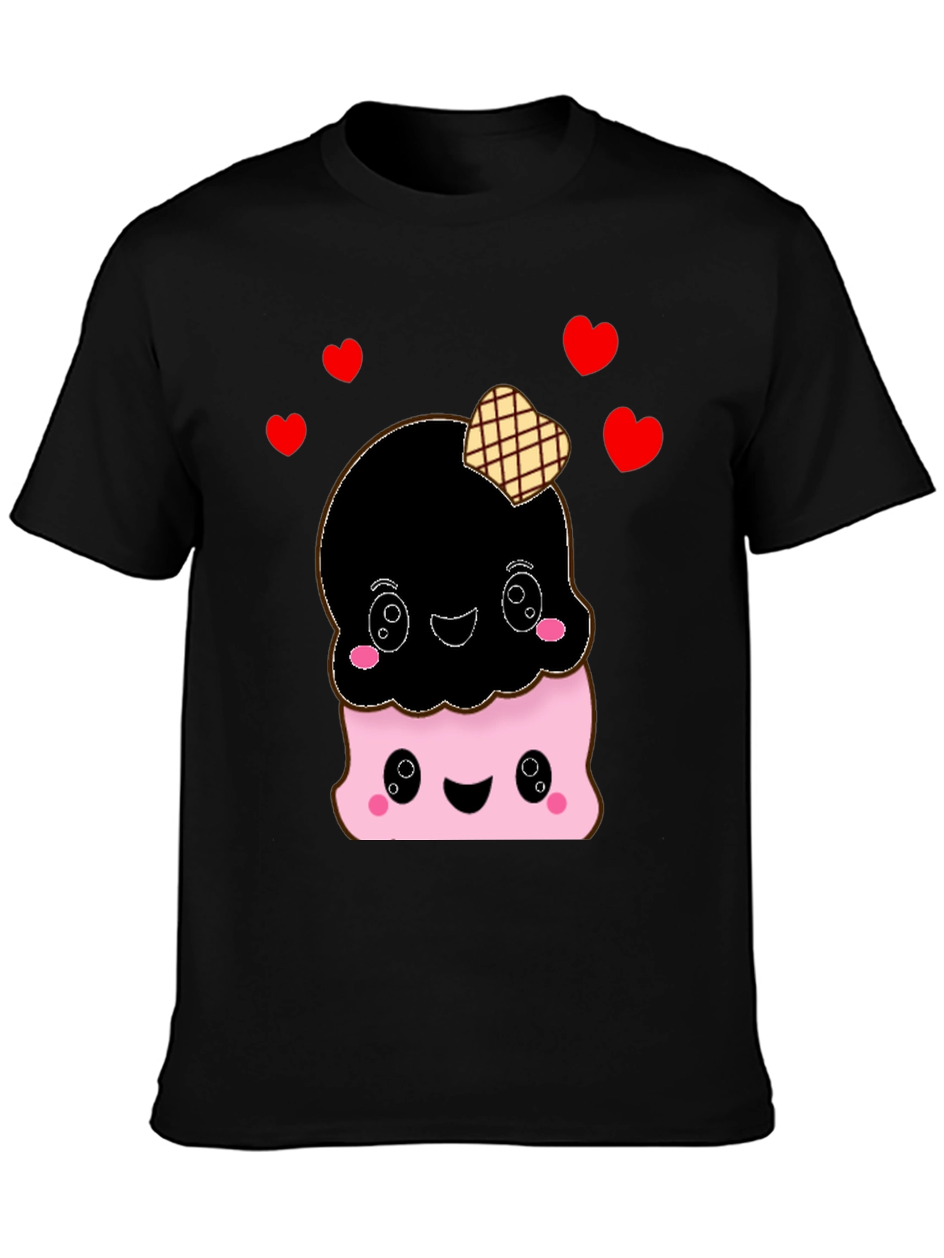 Cute Ice Cream T-Shirt - Kawaii Style Black Tee