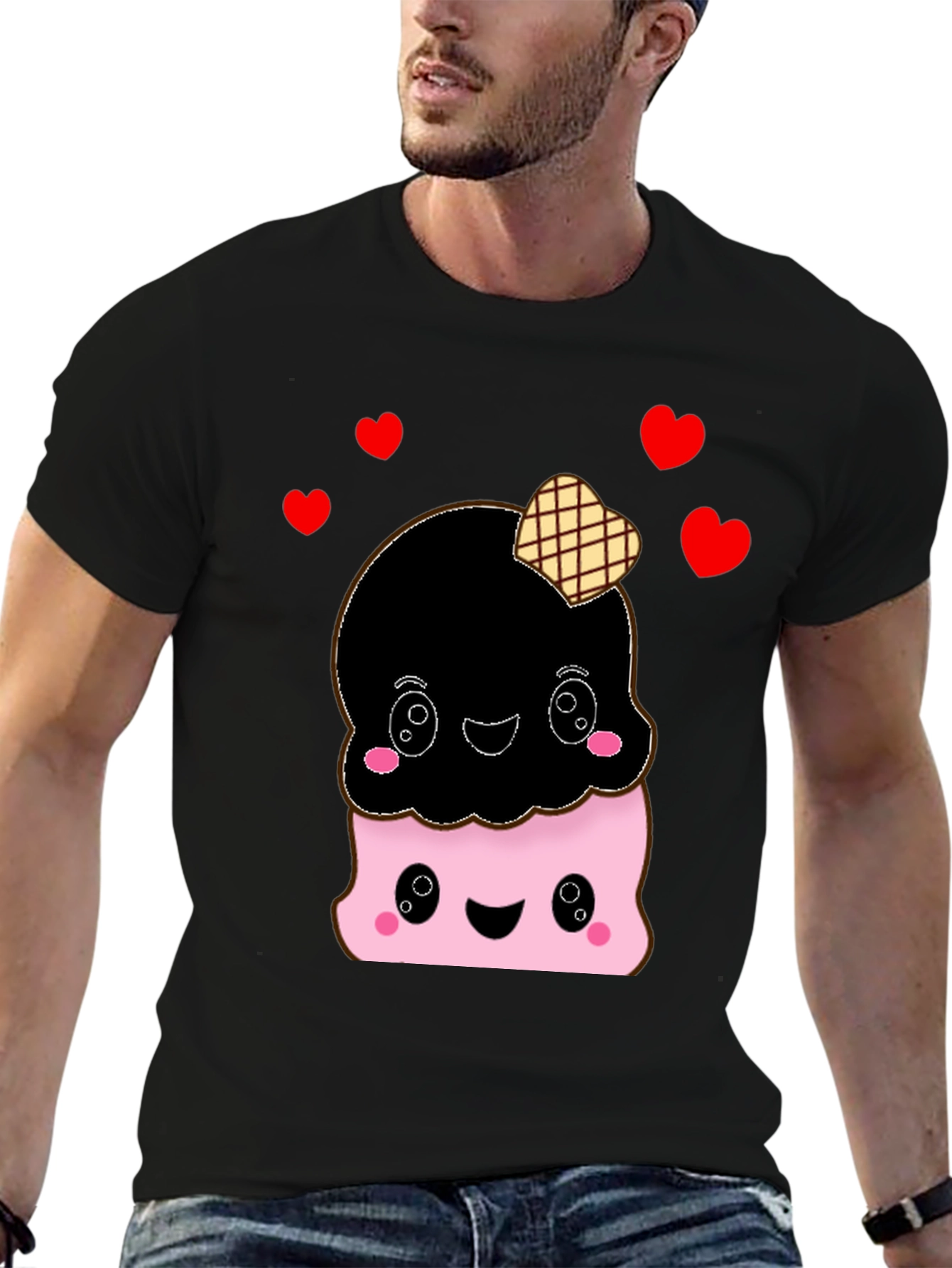 Cute Ice Cream T-Shirt - Kawaii Style Black Tee