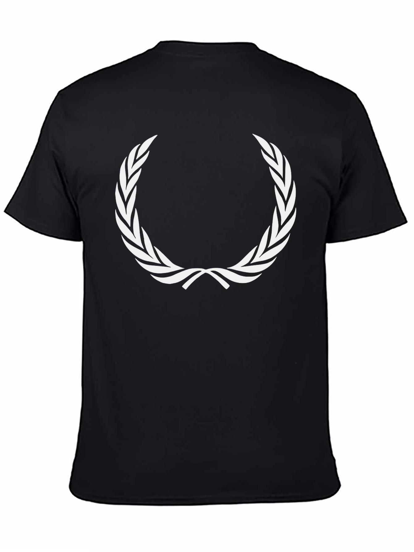 Black T-Shirt with White Laurel Wreath Graphic
