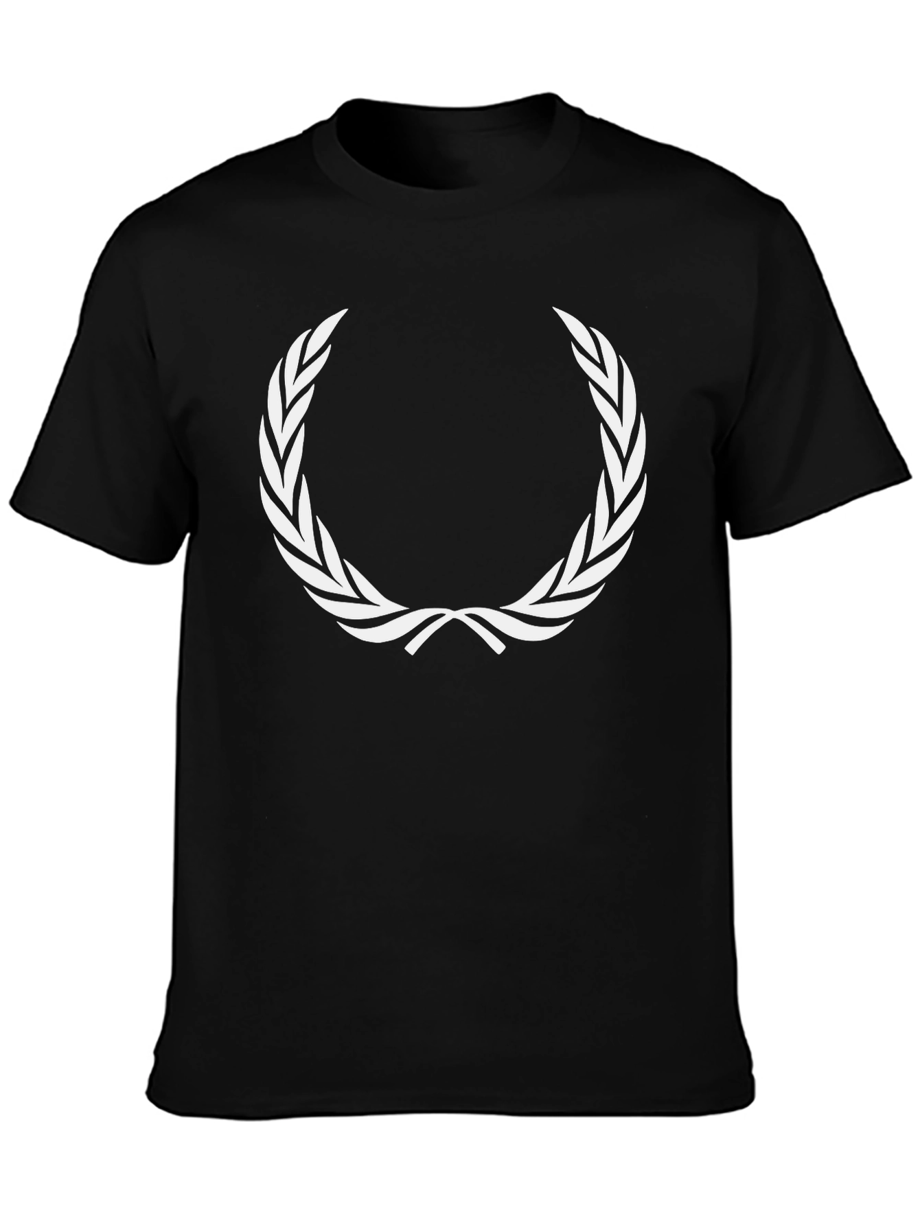 Black T-Shirt with White Laurel Wreath Graphic