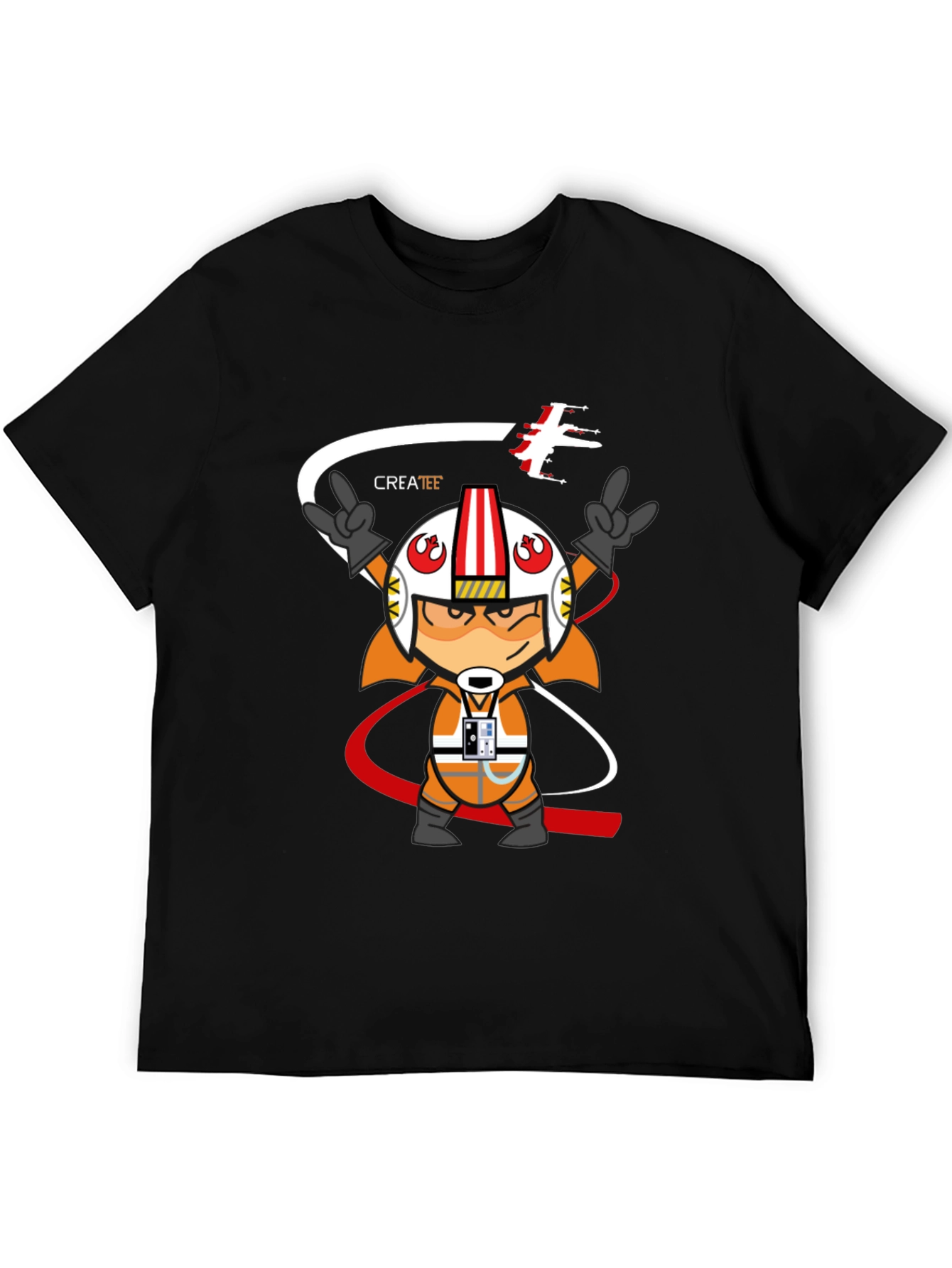 Star Wars Cartoon Pilot Black T-Shirt
