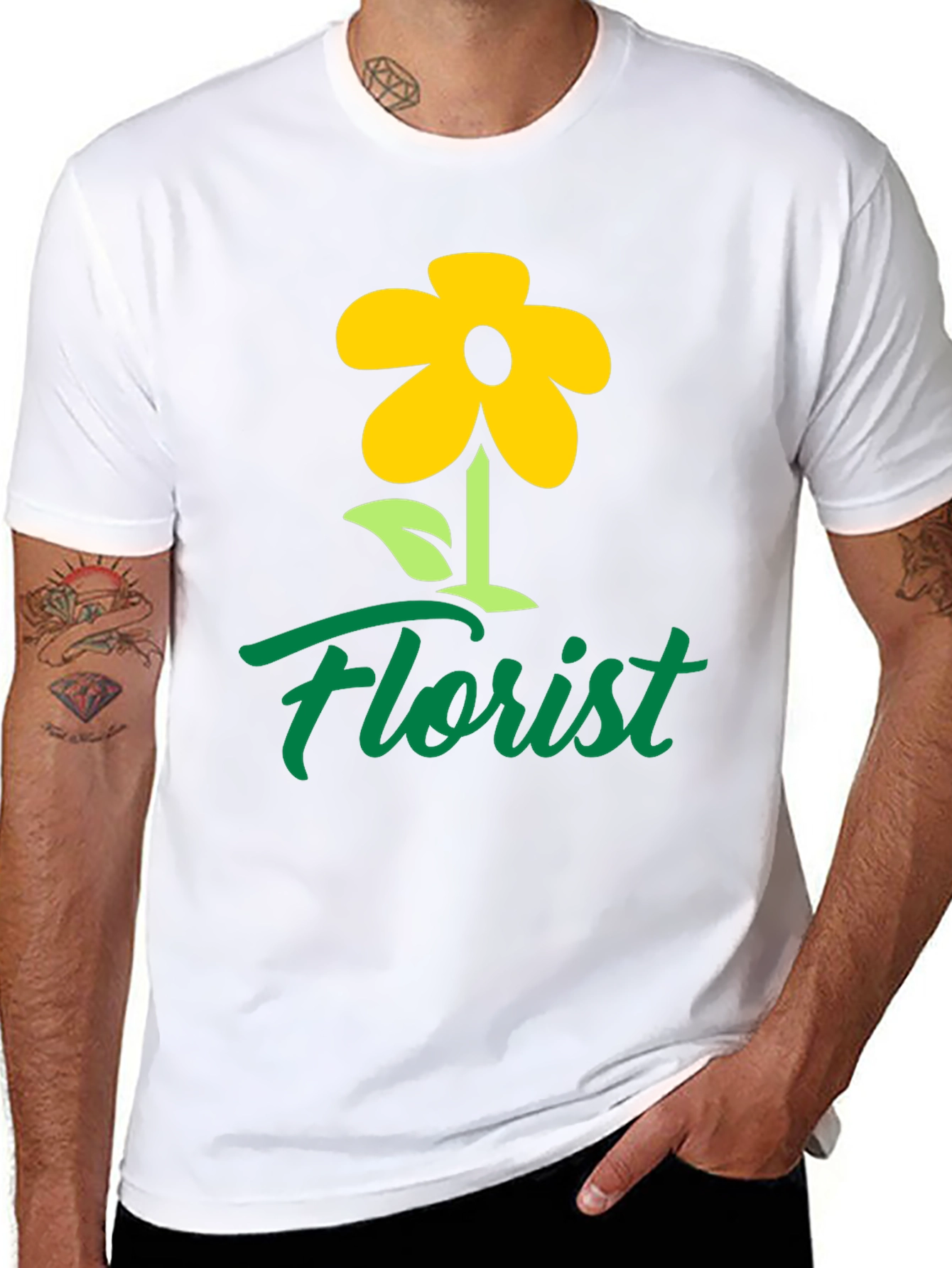 Florist T-Shirt - Yellow Flower Graphic