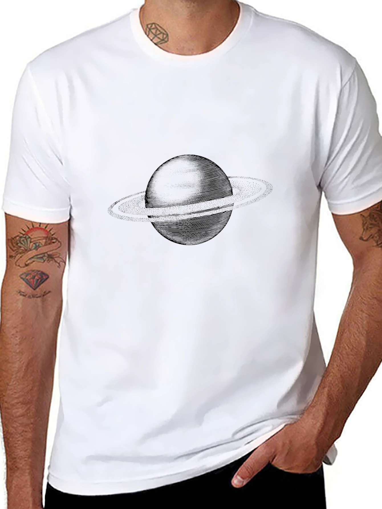 Saturn Graphic Tee - Black Casual Comfort