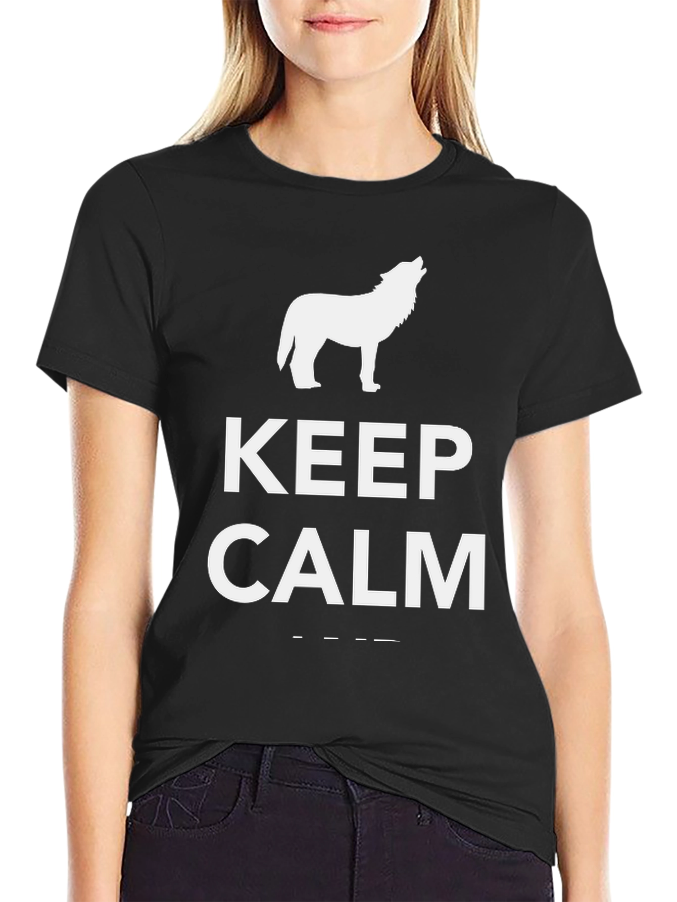Keep Calm Wolf T-Shirt - Black Tee