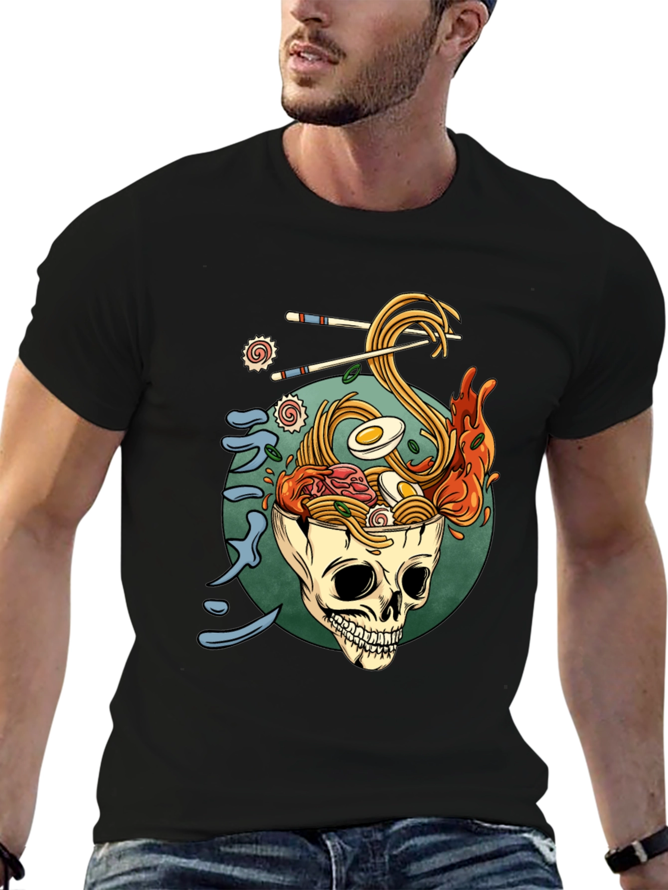 Ramen Skull Graphic T-Shirt