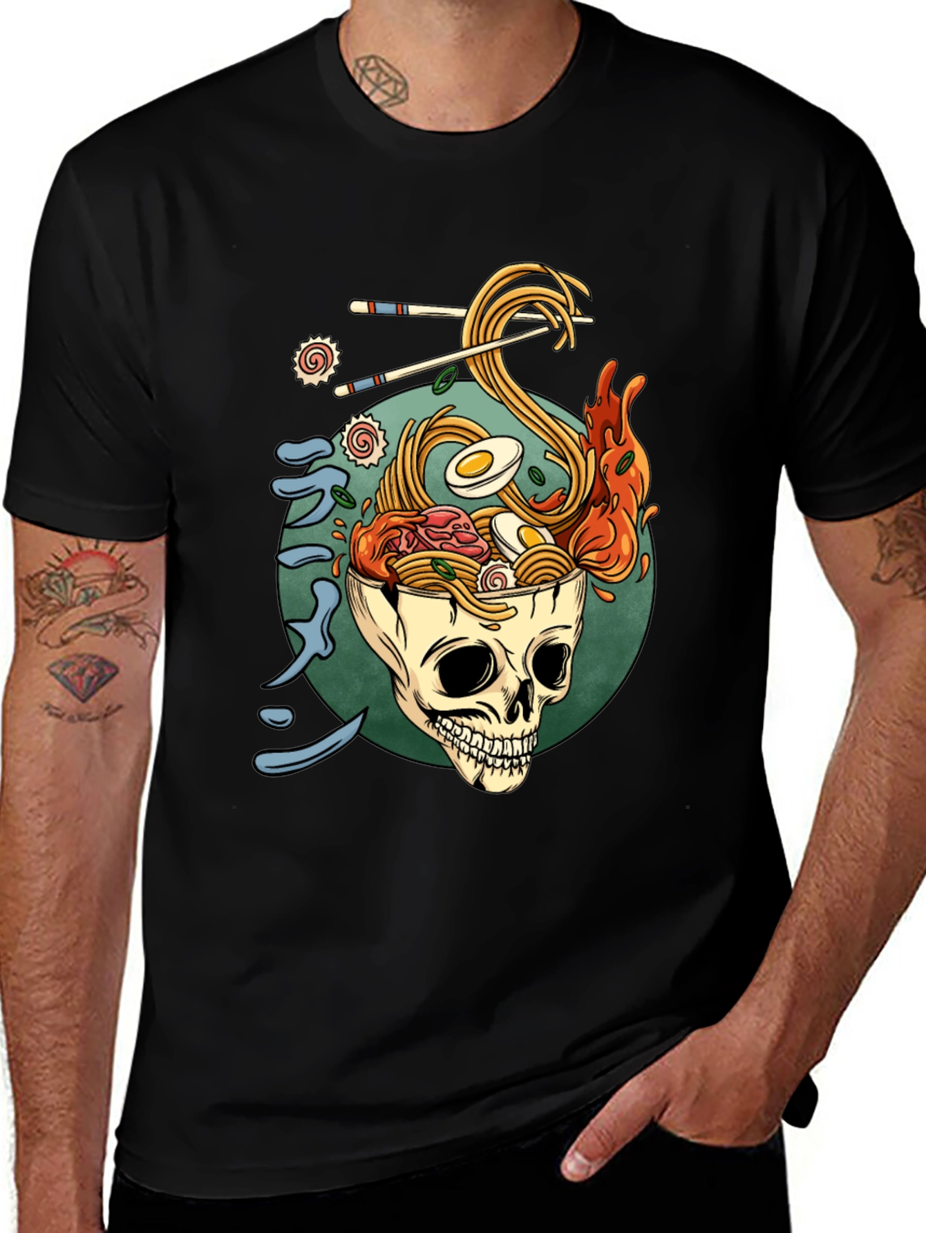Ramen Skull Graphic T-Shirt