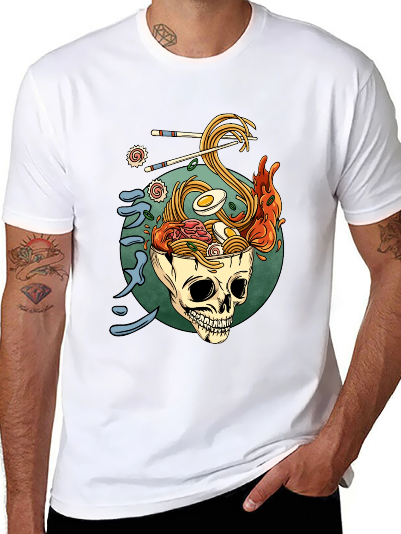 Ramen Skull Graphic T-Shirt