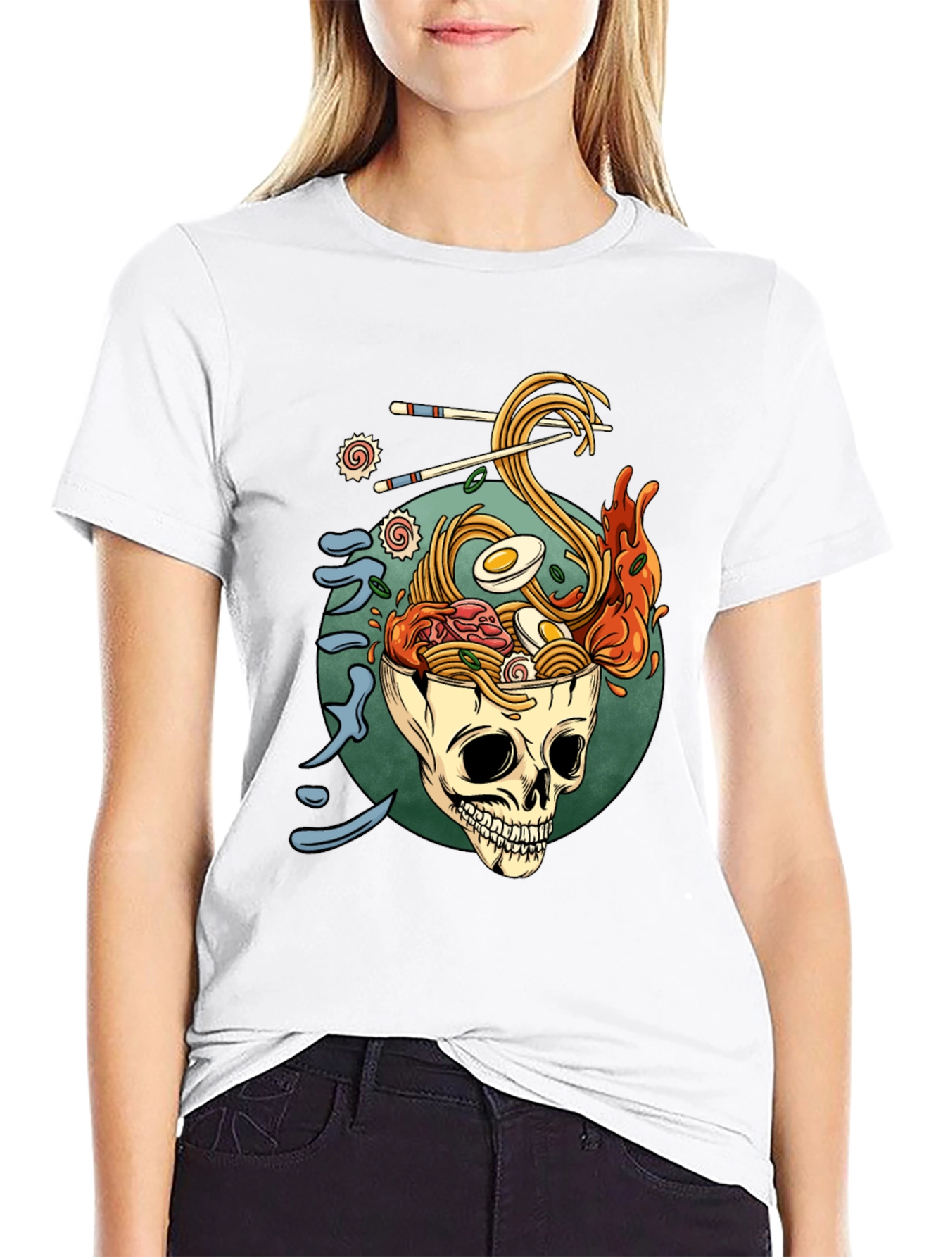 Ramen Skull Graphic T-Shirt