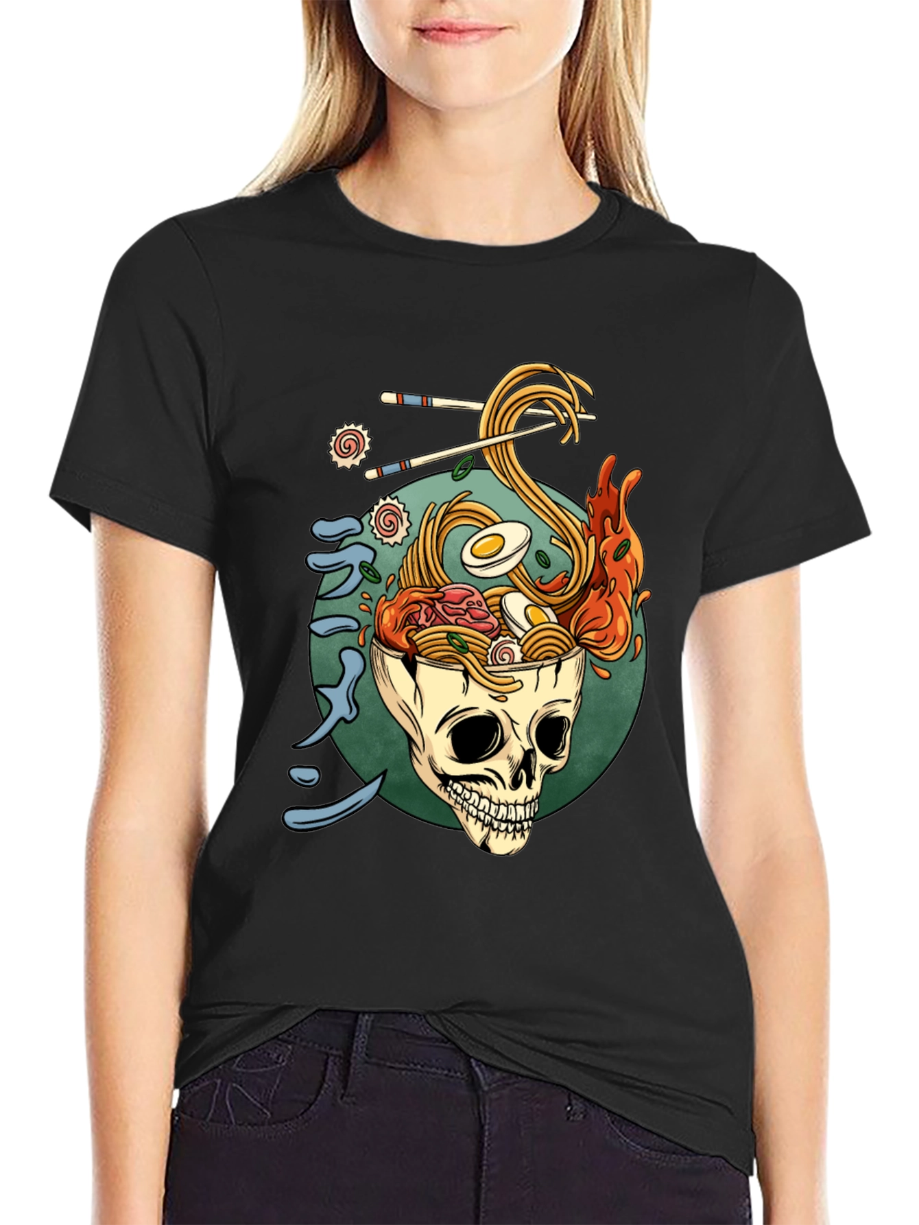 Ramen Skull Graphic T-Shirt