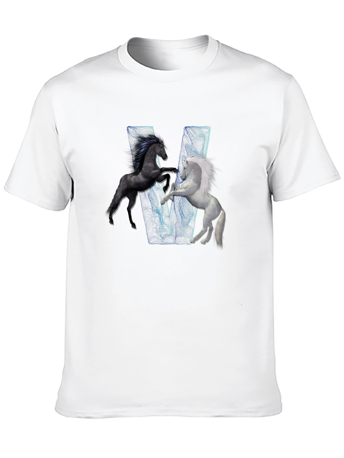 Black T-Shirt with Horse Design