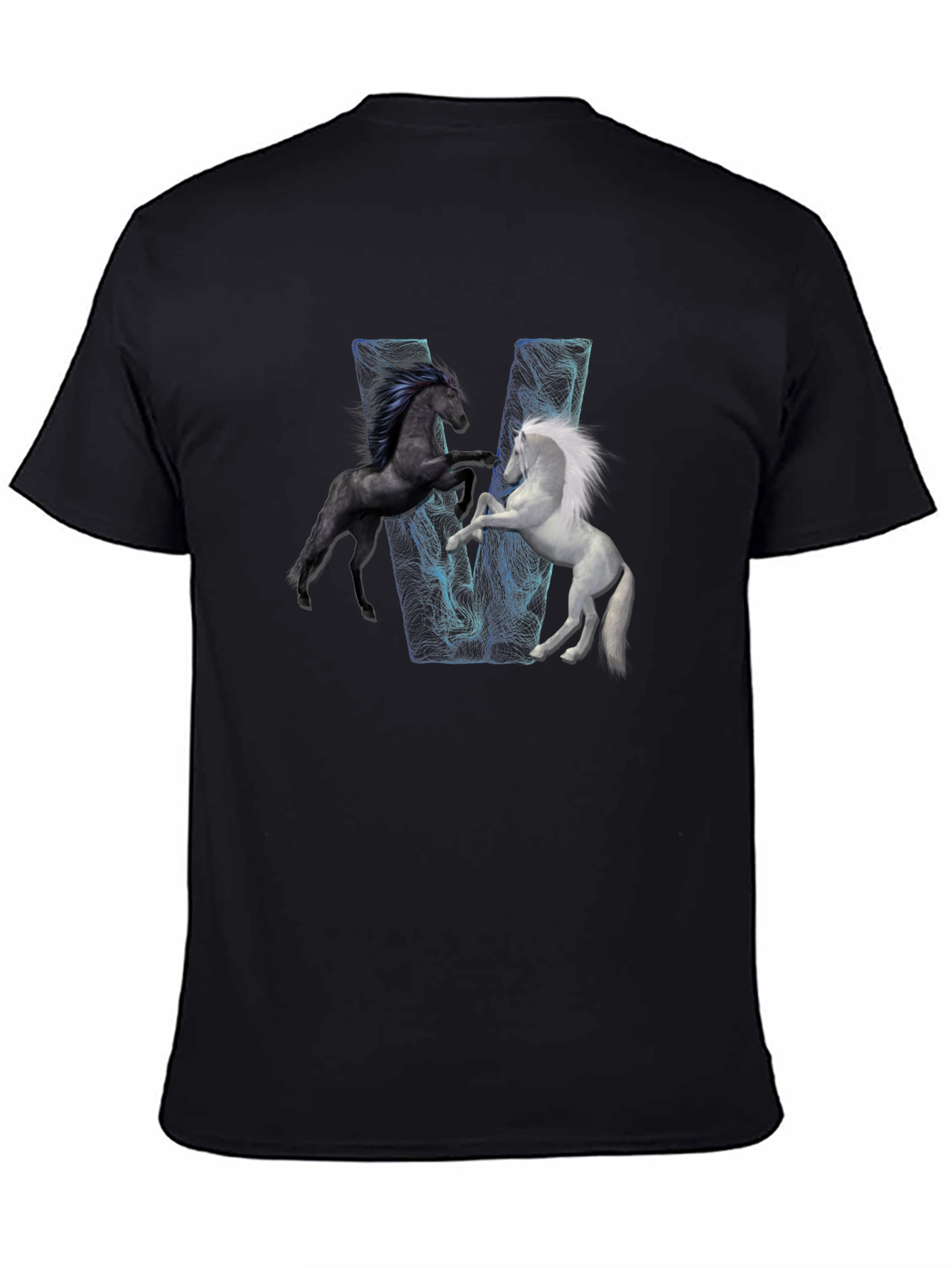 Black T-Shirt with Horse Design