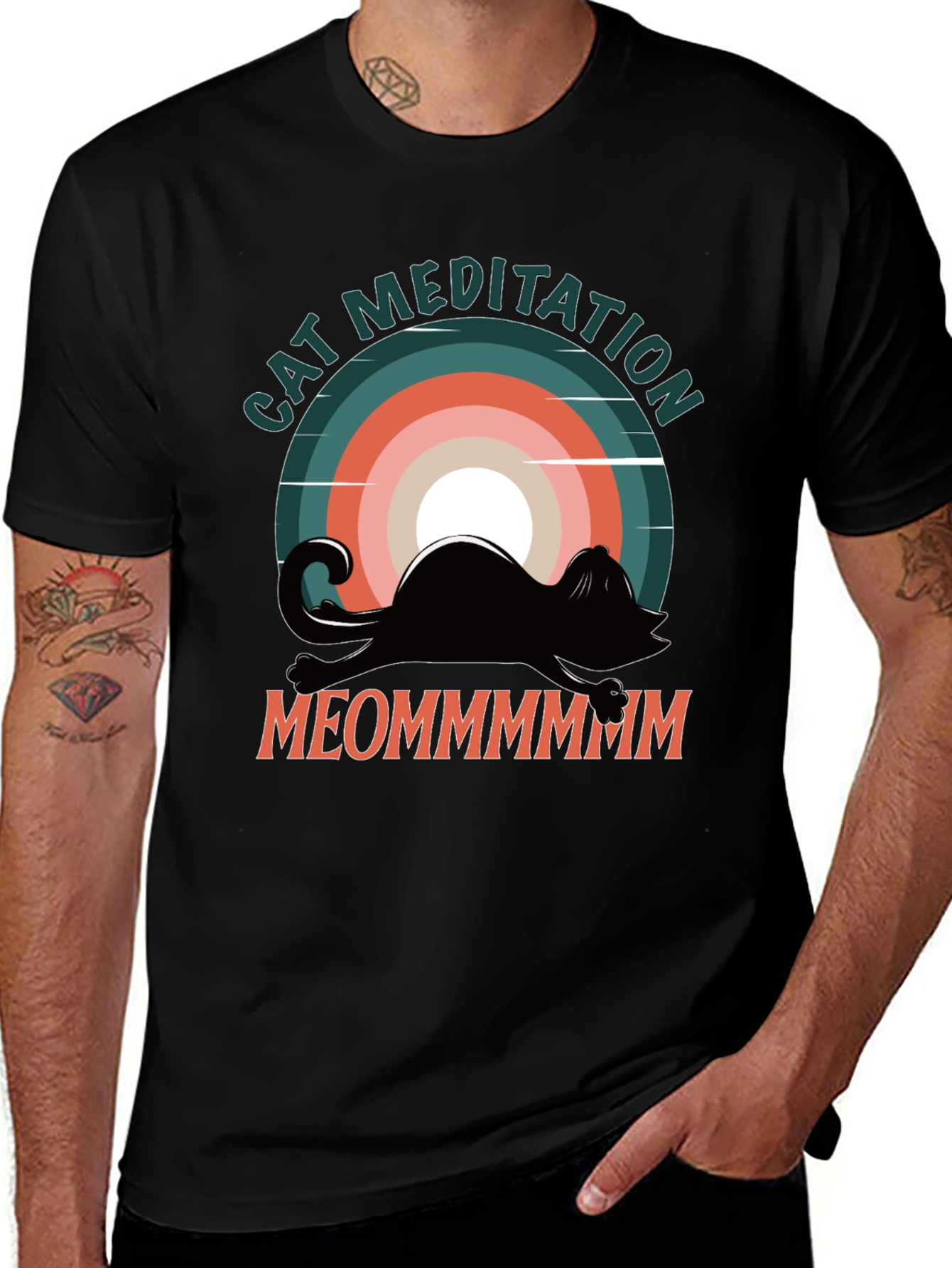 Cat Meditation Graphic Tee - Relaxed Fit