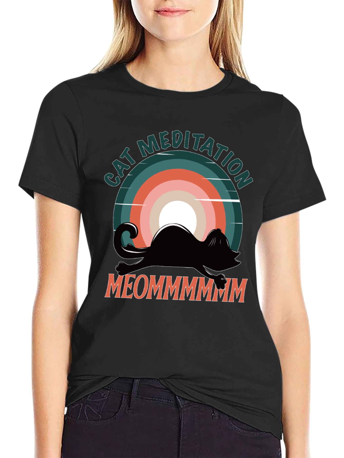 Cat Meditation Graphic Tee - Relaxed Fit