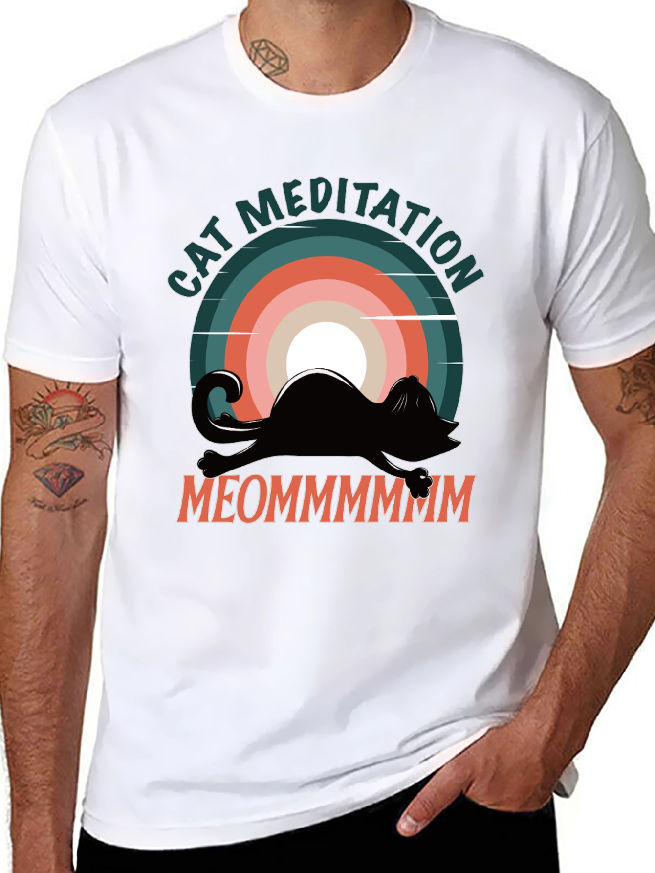 Cat Meditation Graphic Tee - Relaxed Fit