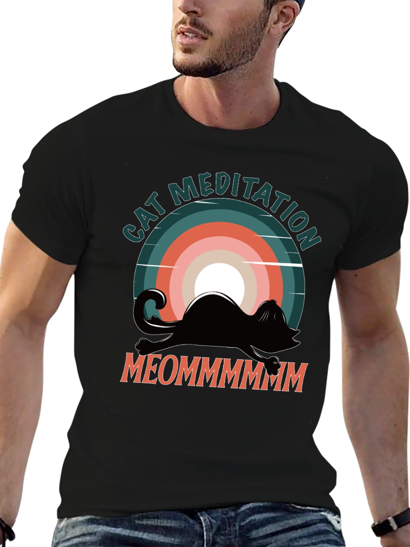 Cat Meditation Graphic Tee - Relaxed Fit
