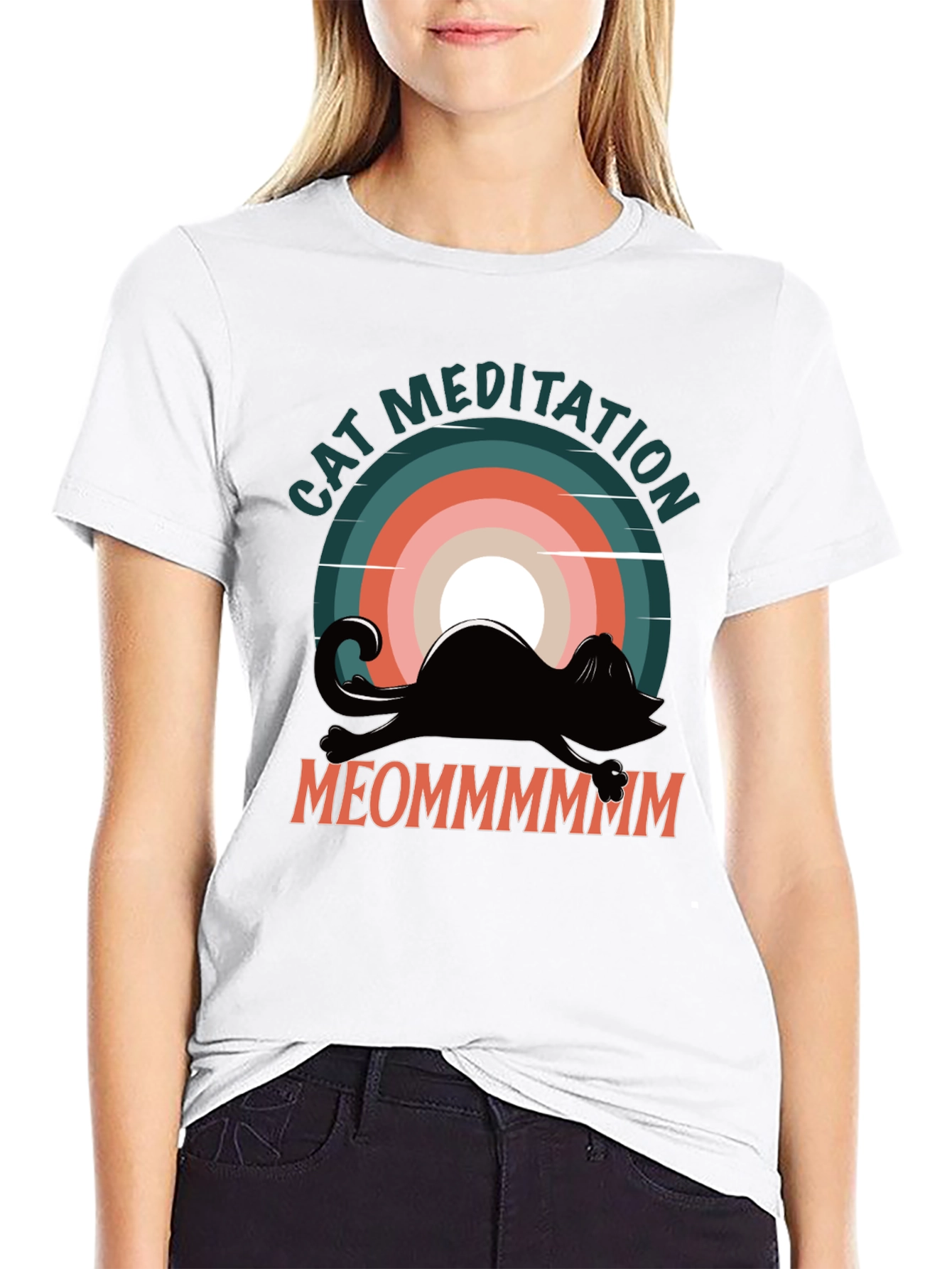 Cat Meditation Graphic Tee - Relaxed Fit