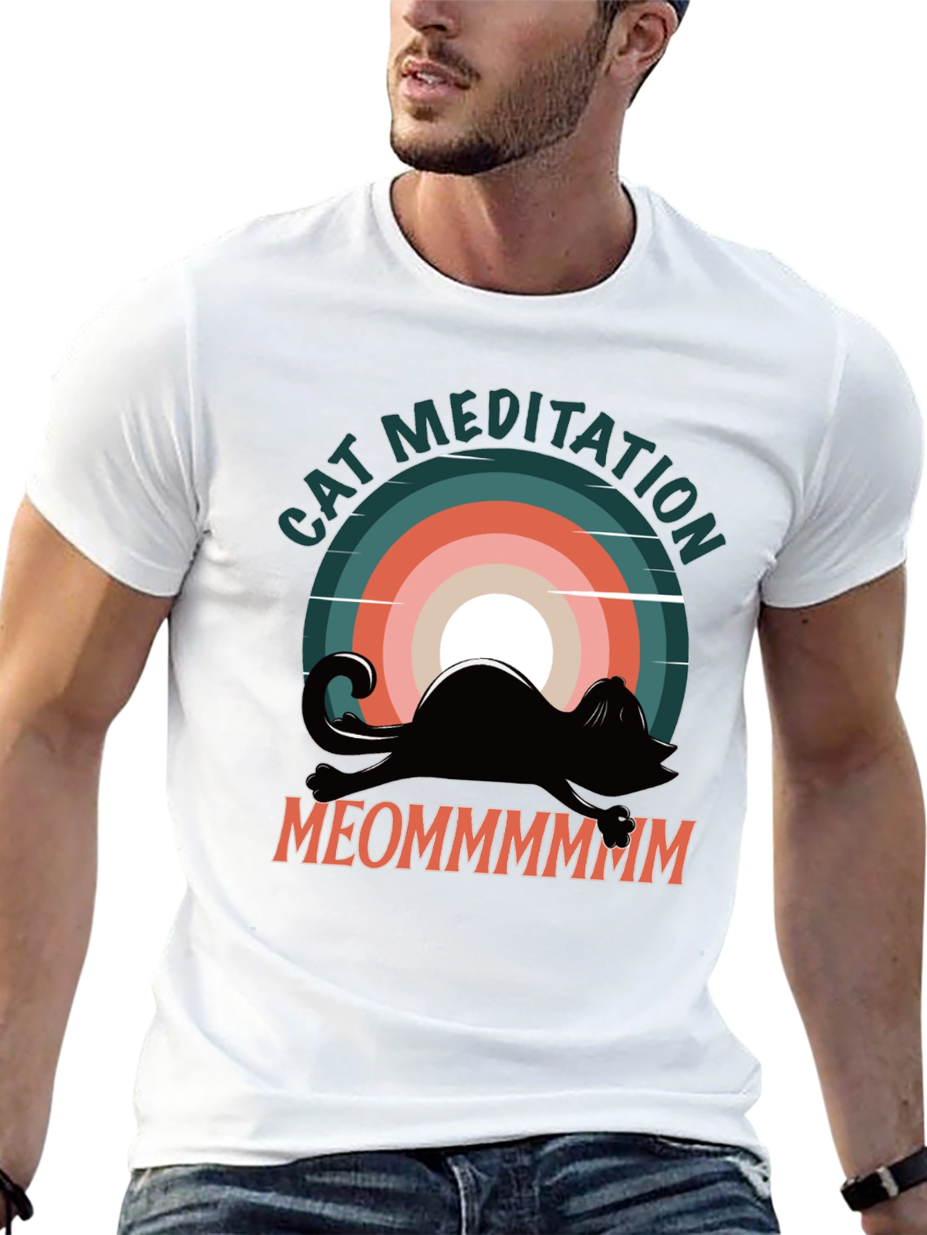 Cat Meditation Graphic Tee - Relaxed Fit