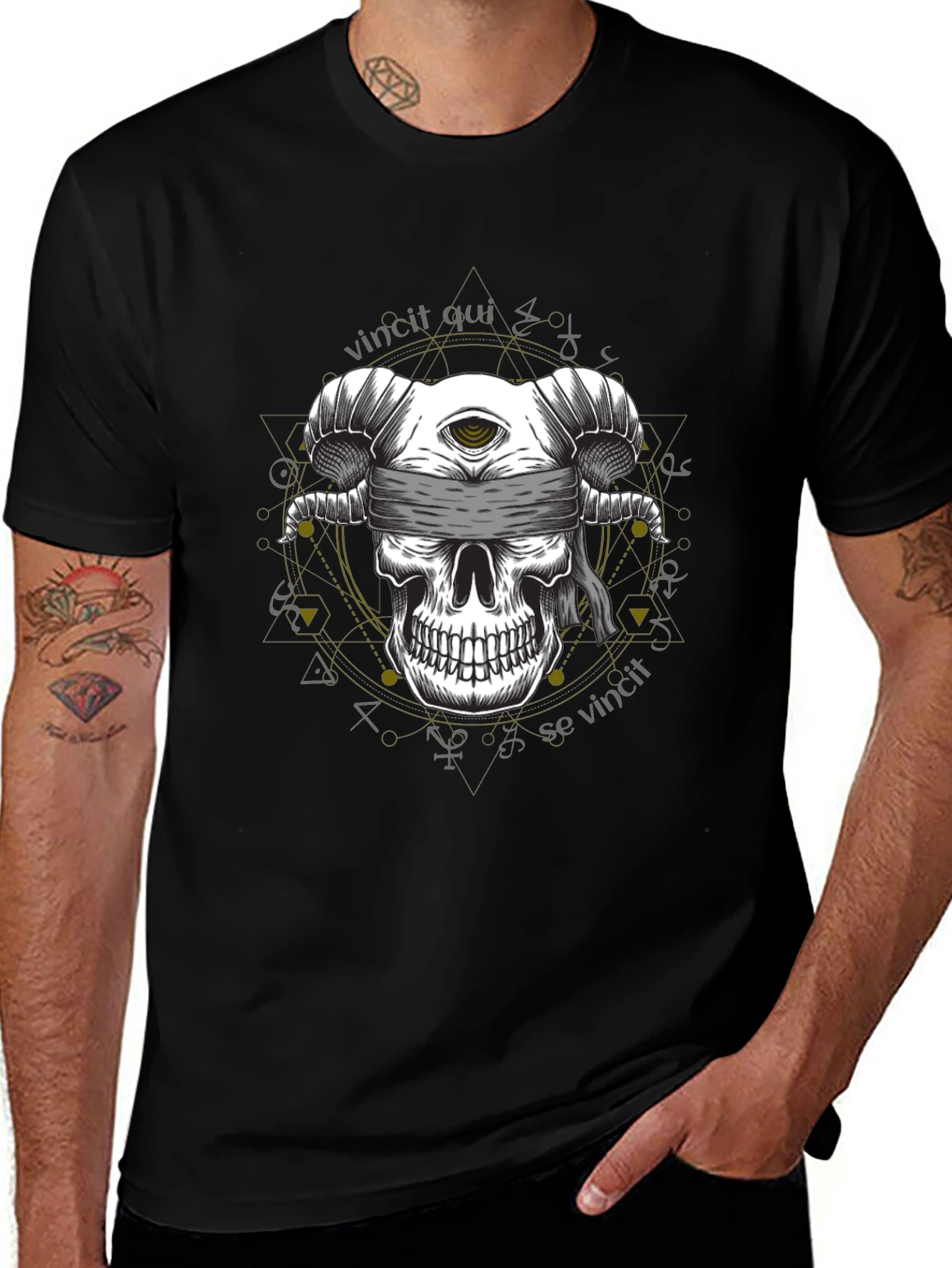 Skull with Horns Graphic T-Shirt