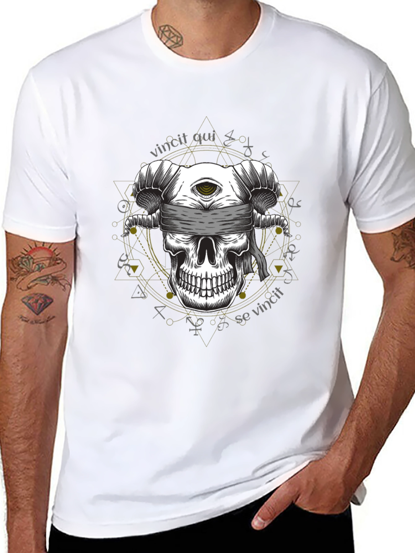 Skull with Horns Graphic T-Shirt