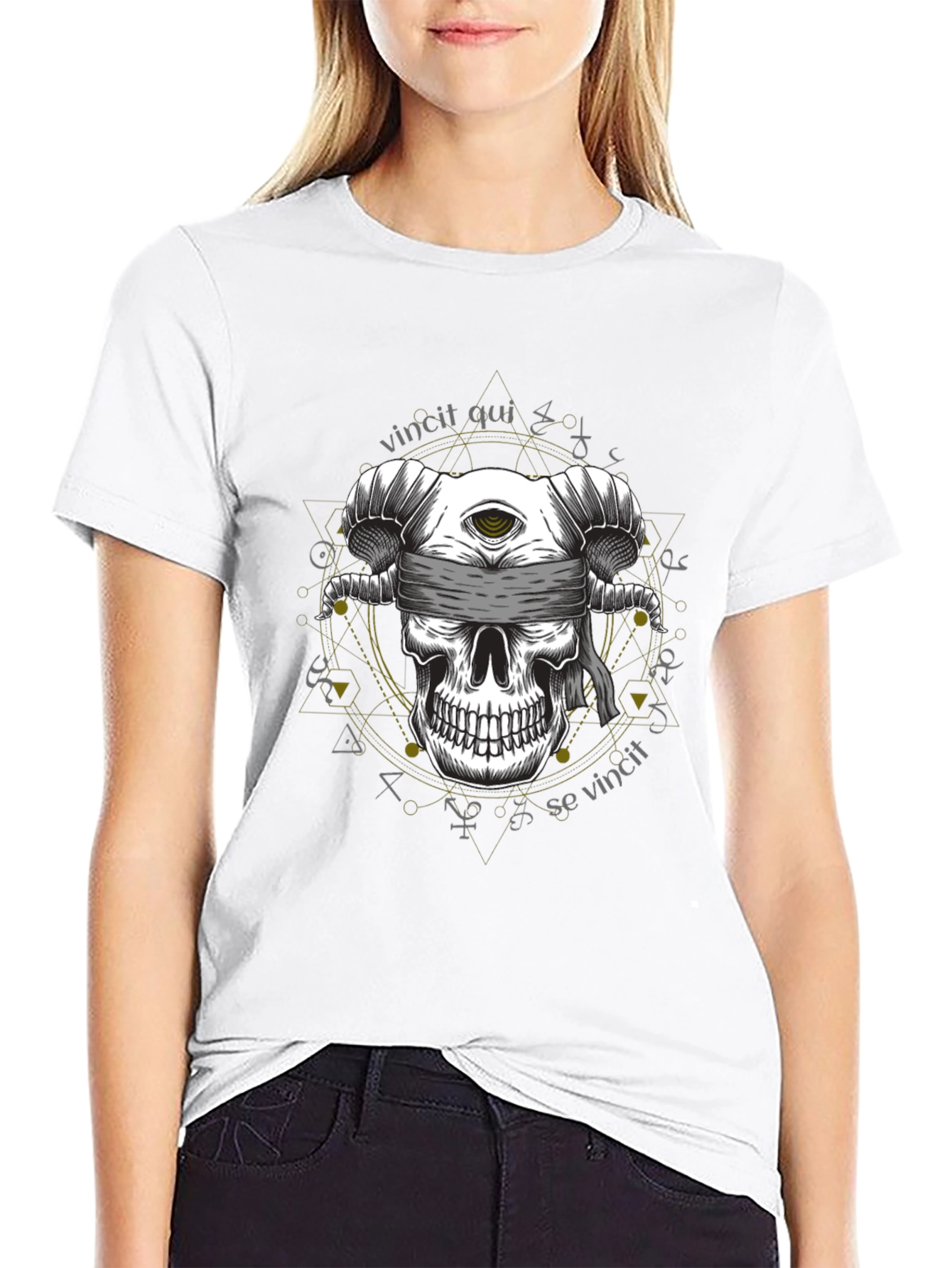 Skull with Horns Graphic T-Shirt